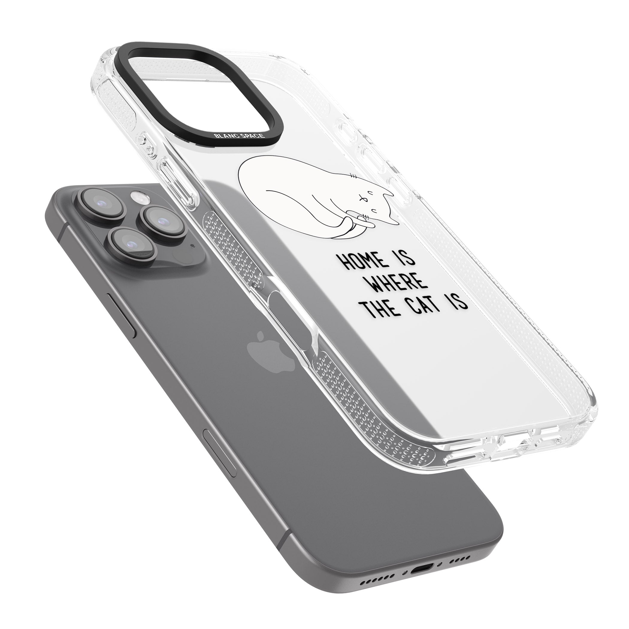 Home Is Where the Cat is iPhone 16 Pro Max / 16 Pro Clear Case Impact Air - Blanc Space