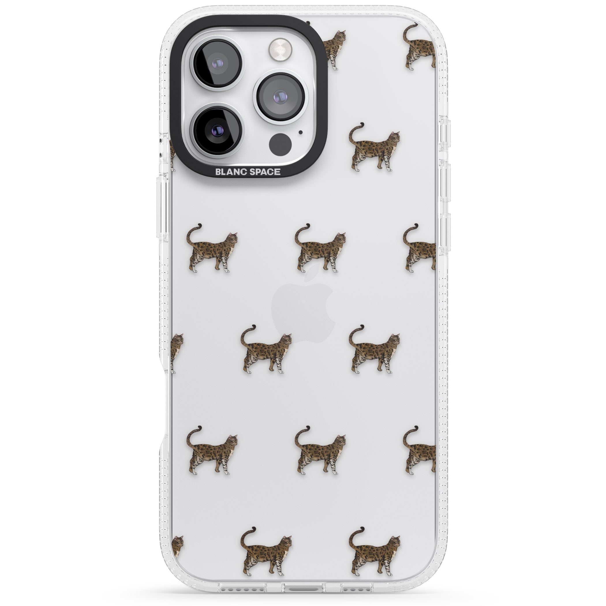 Bengal Cat Pattern iPhone 16 Pro Max / 16 Pro Clear Case Impact Air - Blanc Space