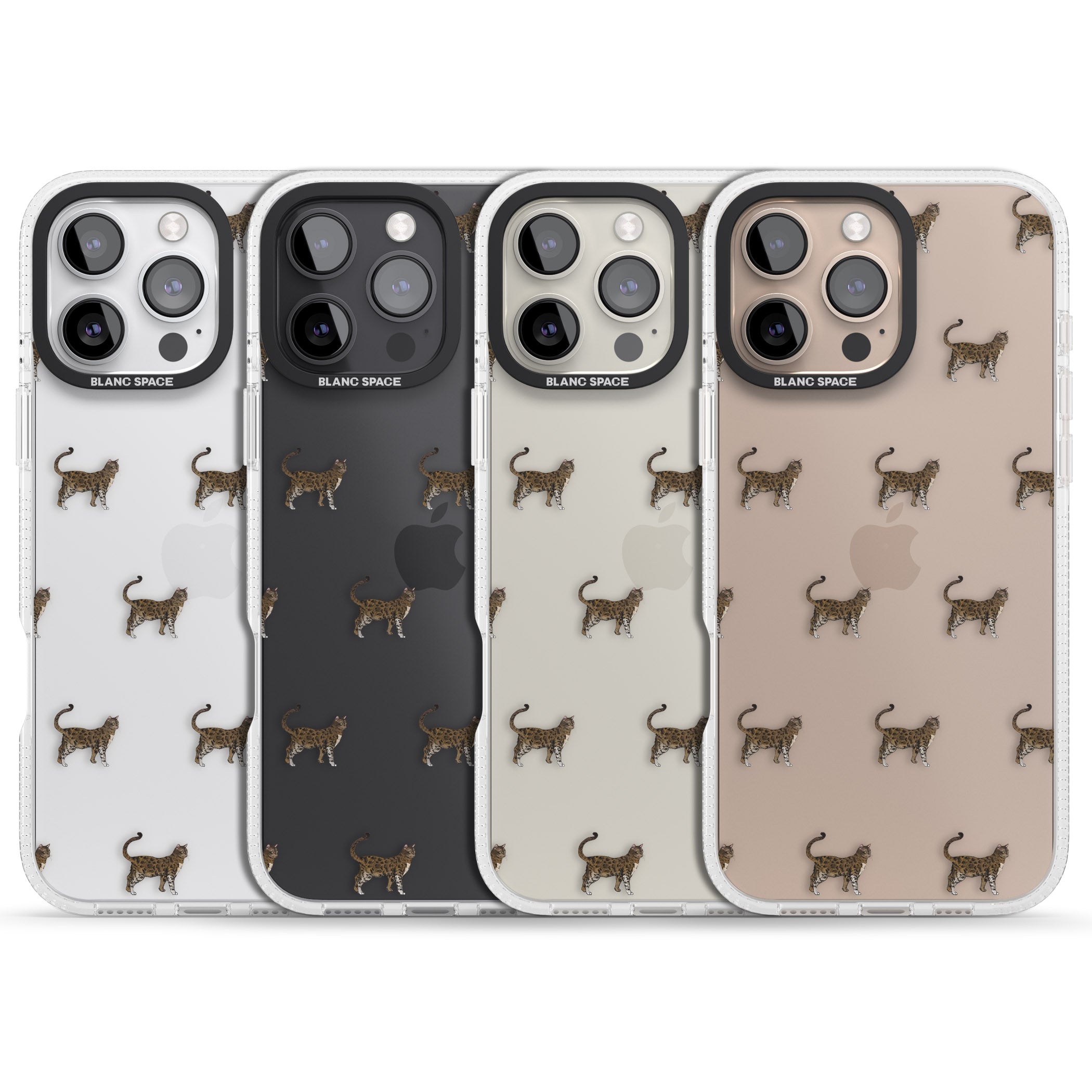 Bengal Cat Pattern iPhone 16 Pro Max / 16 Pro Clear Case Impact Air - Blanc Space