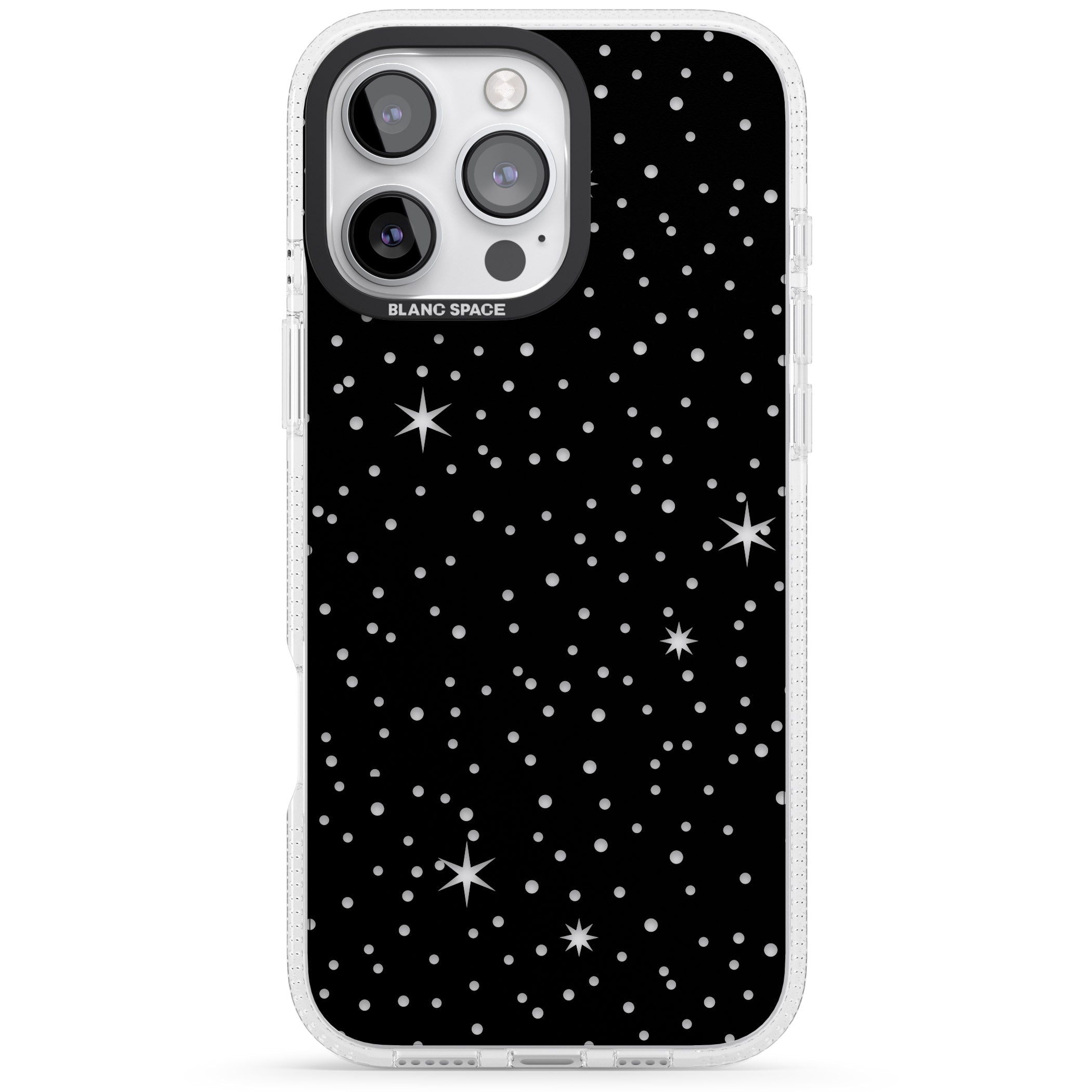 Celestial Cut-Out Stars iPhone 16 Pro Max / 16 Pro Clear Case Impact Air - Blanc Space