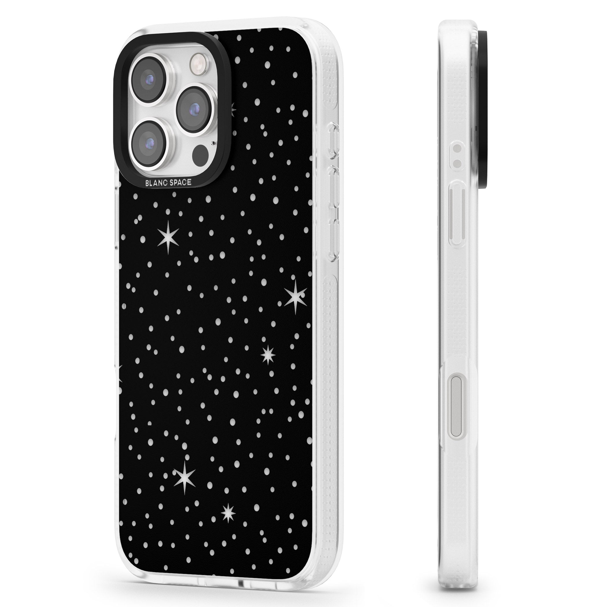 Celestial Cut-Out Stars iPhone 16 Pro Max / 16 Pro Clear Case Impact Air - Blanc Space