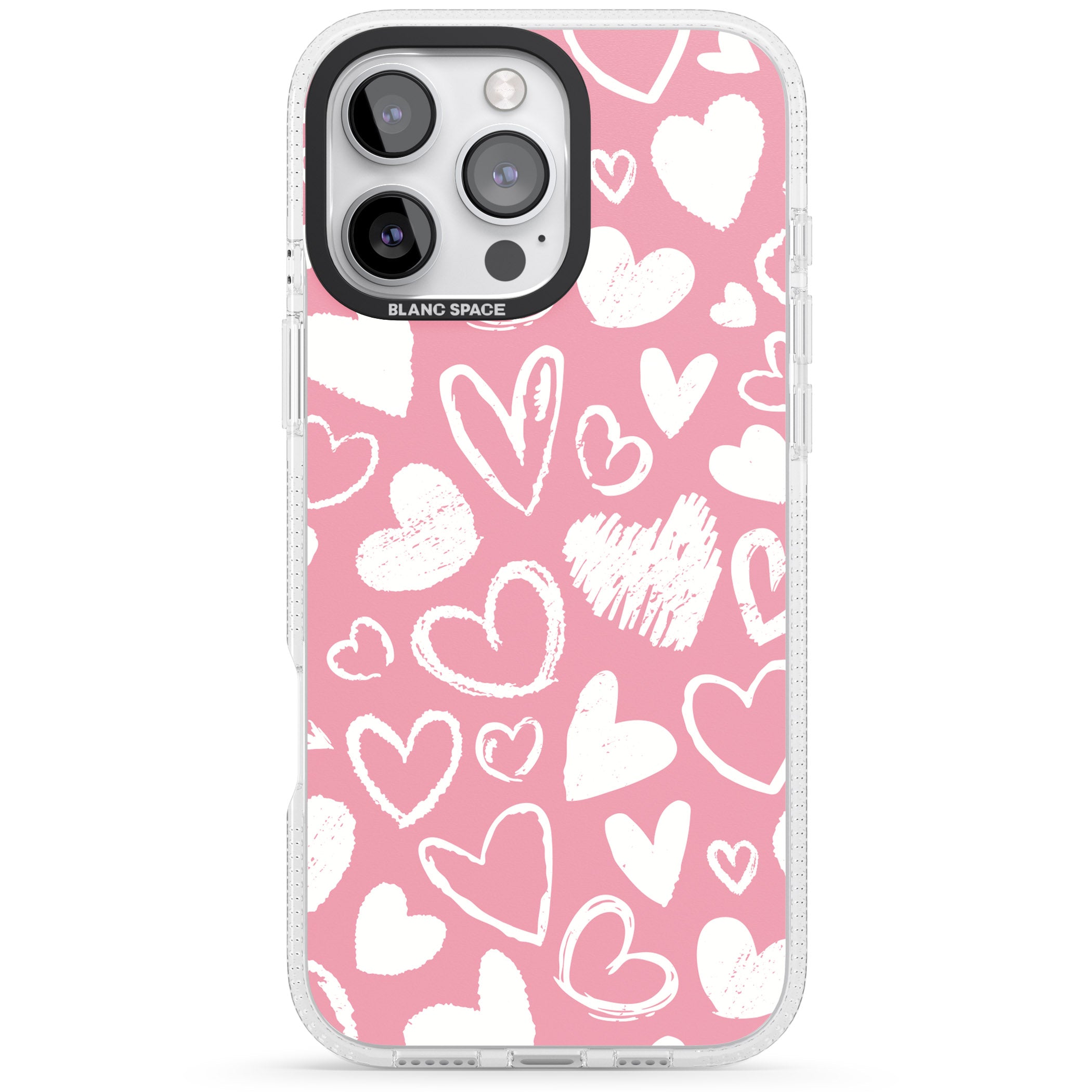 Chalk Hearts iPhone 16 Pro Max / 16 Pro Clear Case Impact Air - Blanc Space
