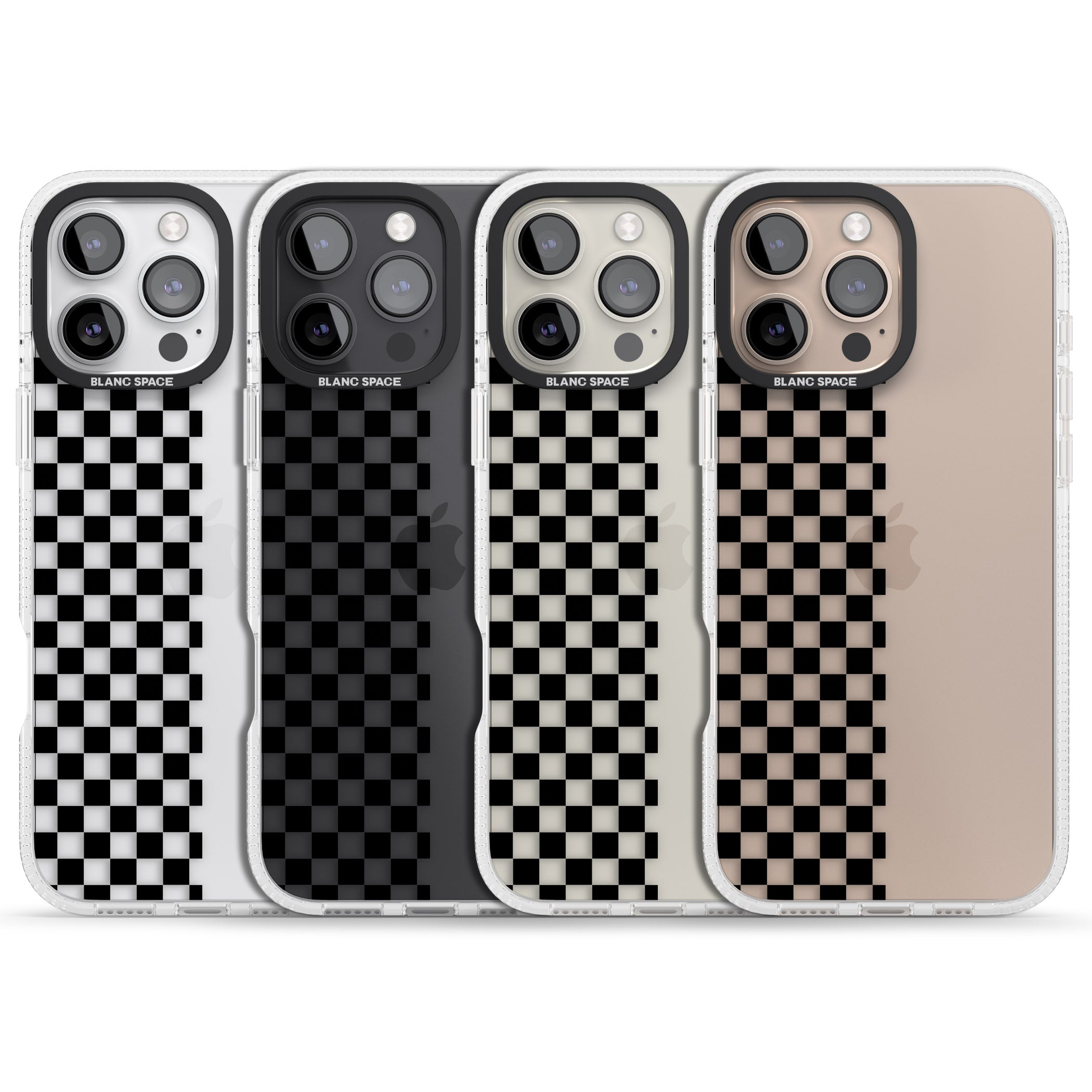 Checker: Half Black Check on Clear iPhone 16 Pro Max / 16 Pro Clear Case Impact Air - Blanc Space