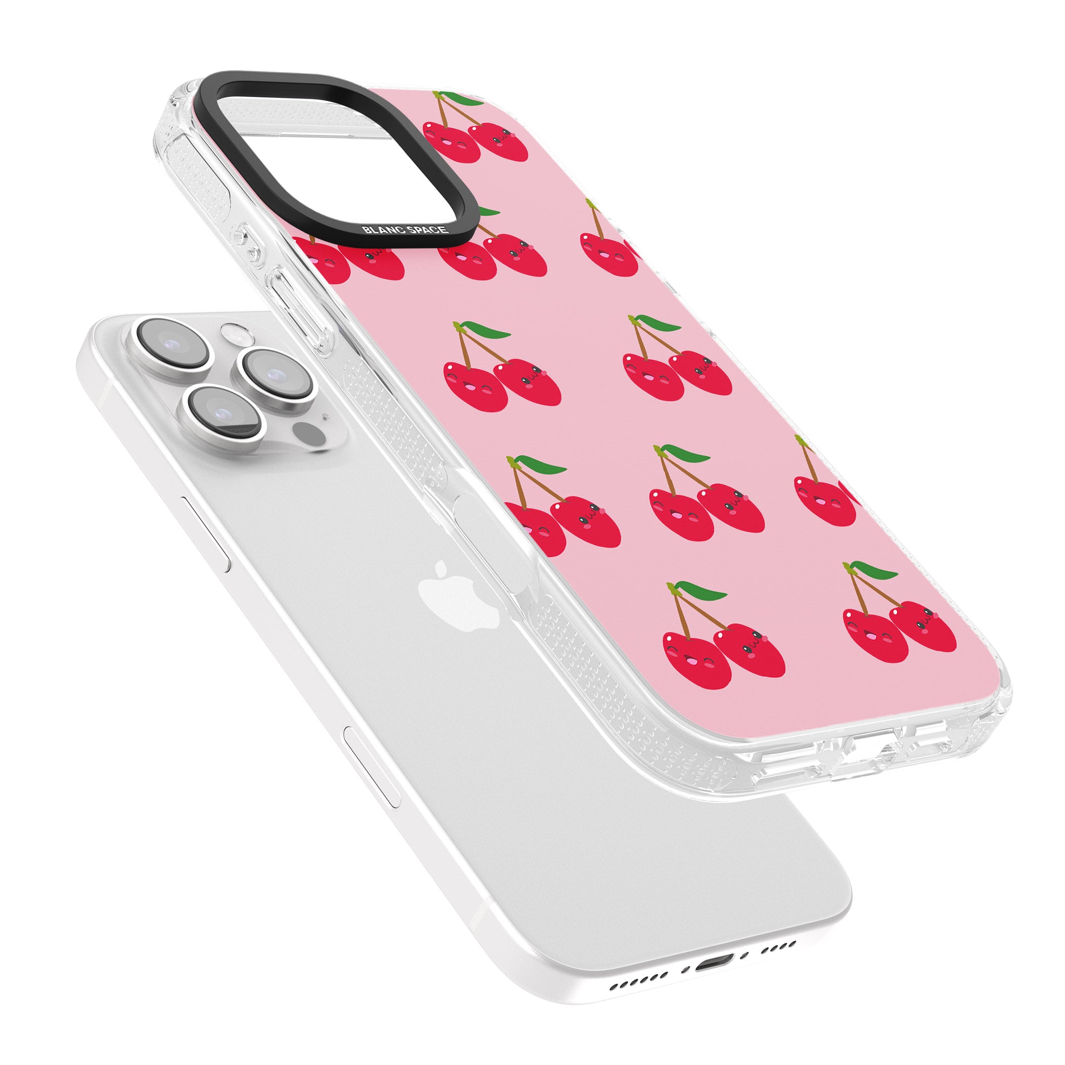 Cheeky Cherry iPhone 16 Pro Max / 16 Pro Clear Case Impact Air - Blanc Space
