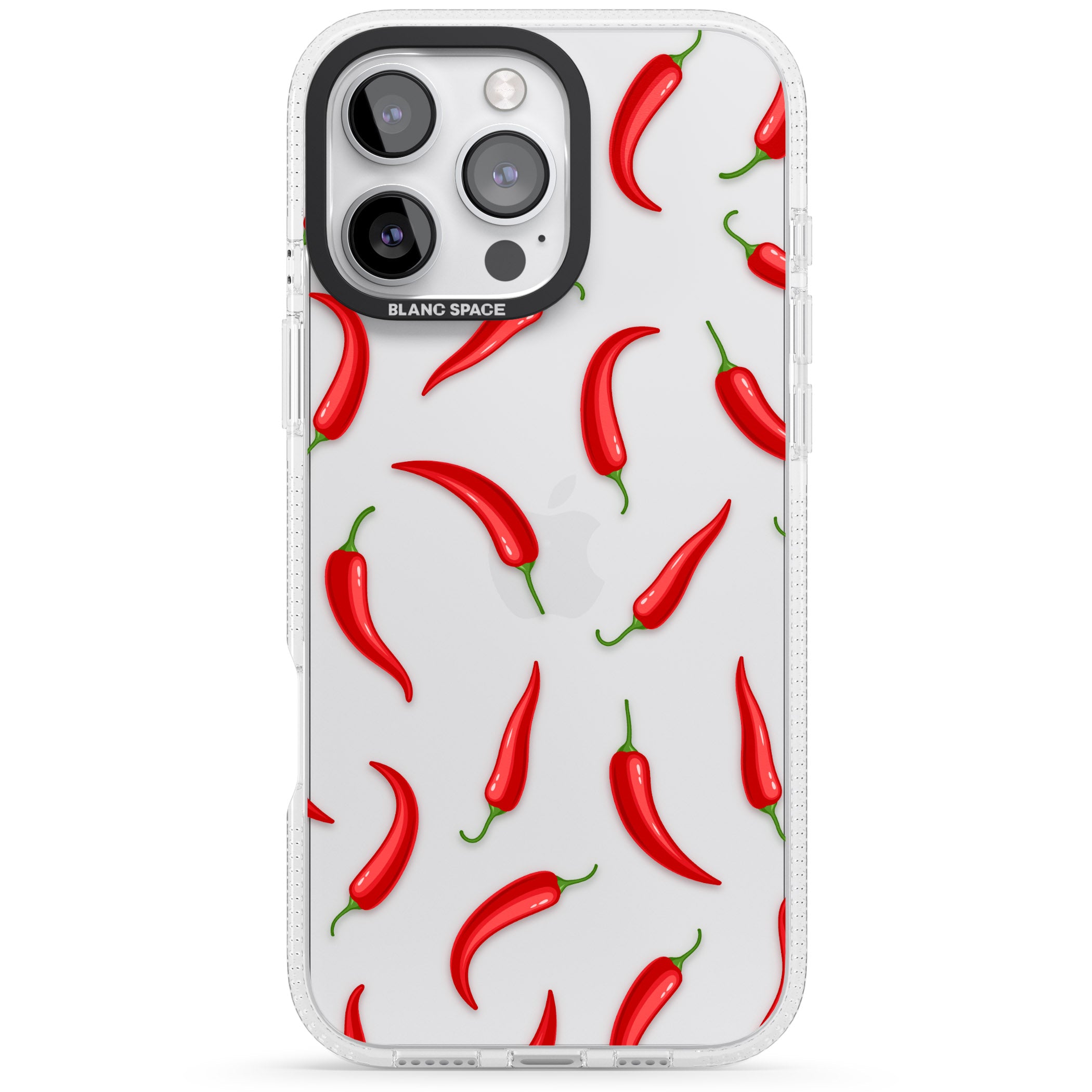 Chilli Pattern iPhone 16 Pro Max / 16 Pro Clear Case Impact Air - Blanc Space