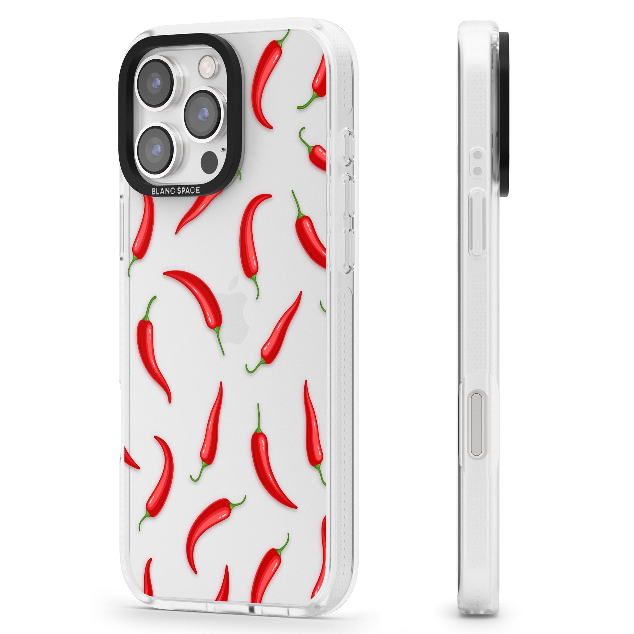 Chilli Pattern iPhone 16 Pro Max / 16 Pro Clear Case Impact Air - Blanc Space