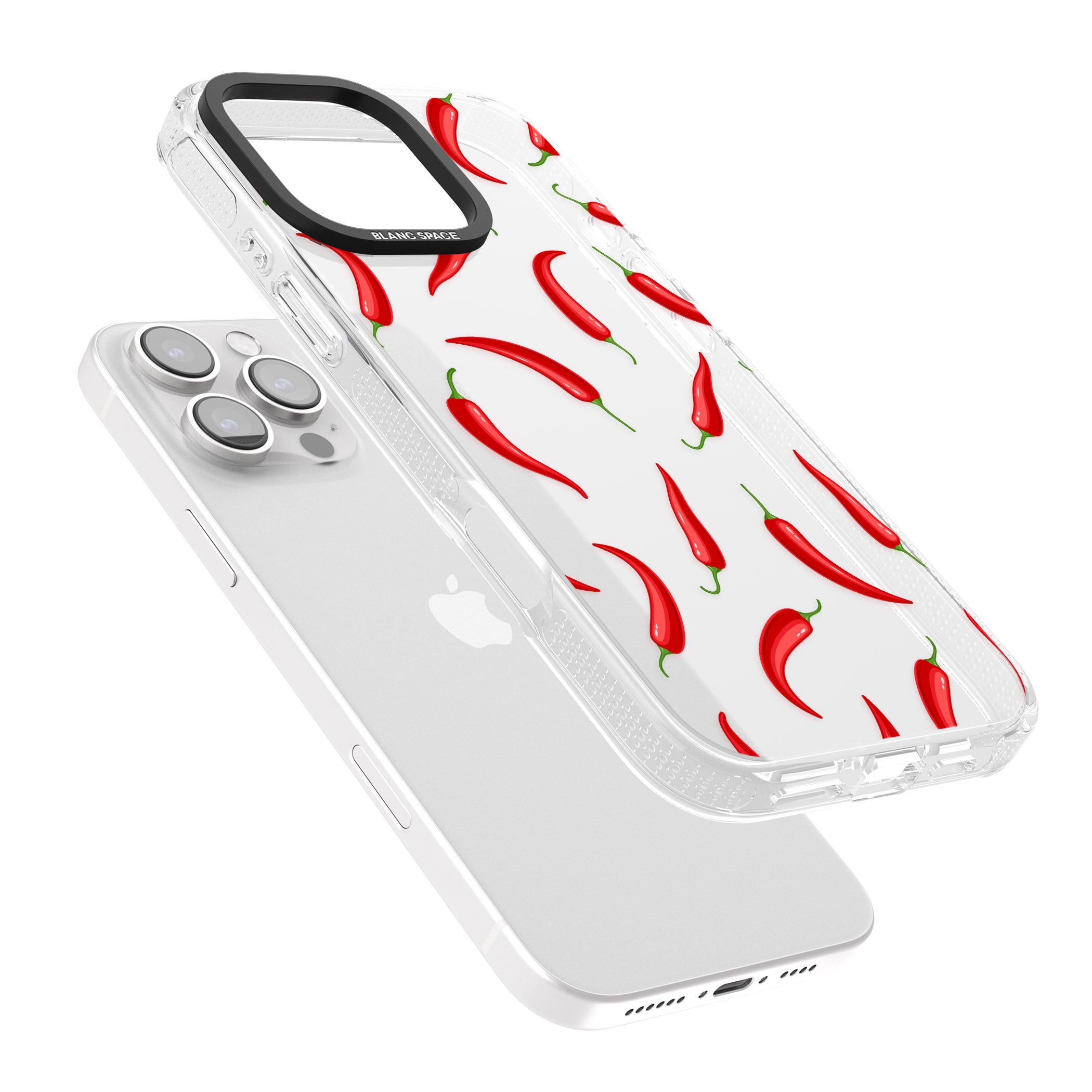 Chilli Pattern iPhone 16 Pro Max / 16 Pro Clear Case Impact Air - Blanc Space