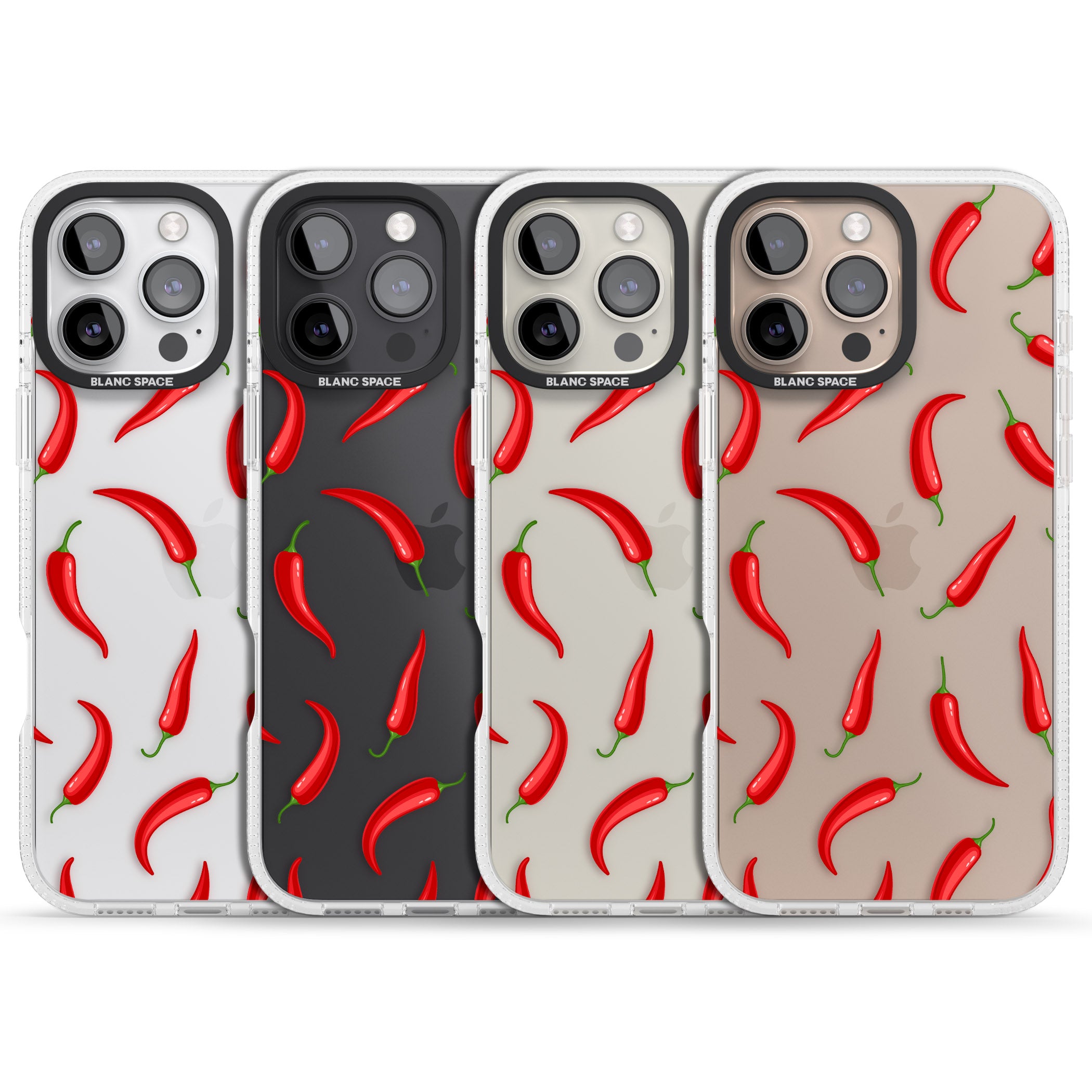 Chilli Pattern iPhone 16 Pro Max / 16 Pro Clear Case Impact Air - Blanc Space