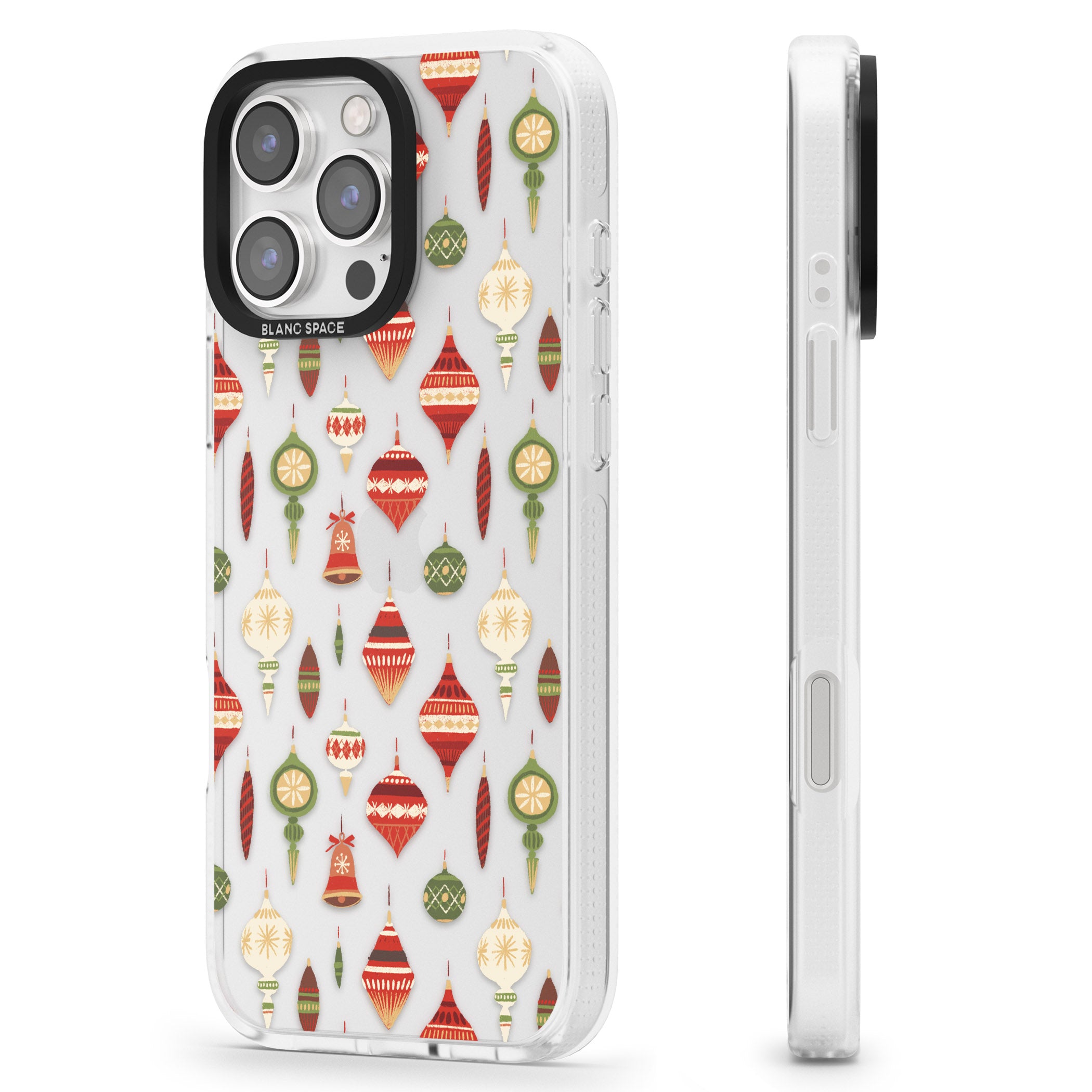 Christmas Baubles Pattern iPhone 16 Pro Max / 16 Pro Clear Case Impact Air - Blanc Space