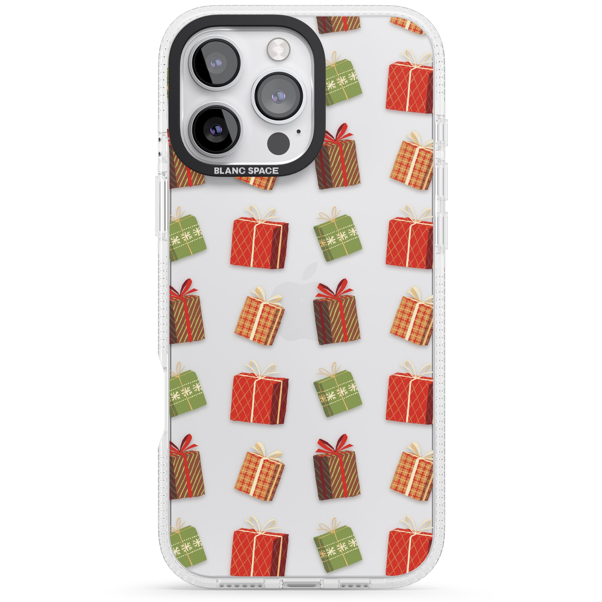 Christmas Presents Pattern iPhone 16 Pro Max / 16 Pro Clear Case Impact Air - Blanc Space