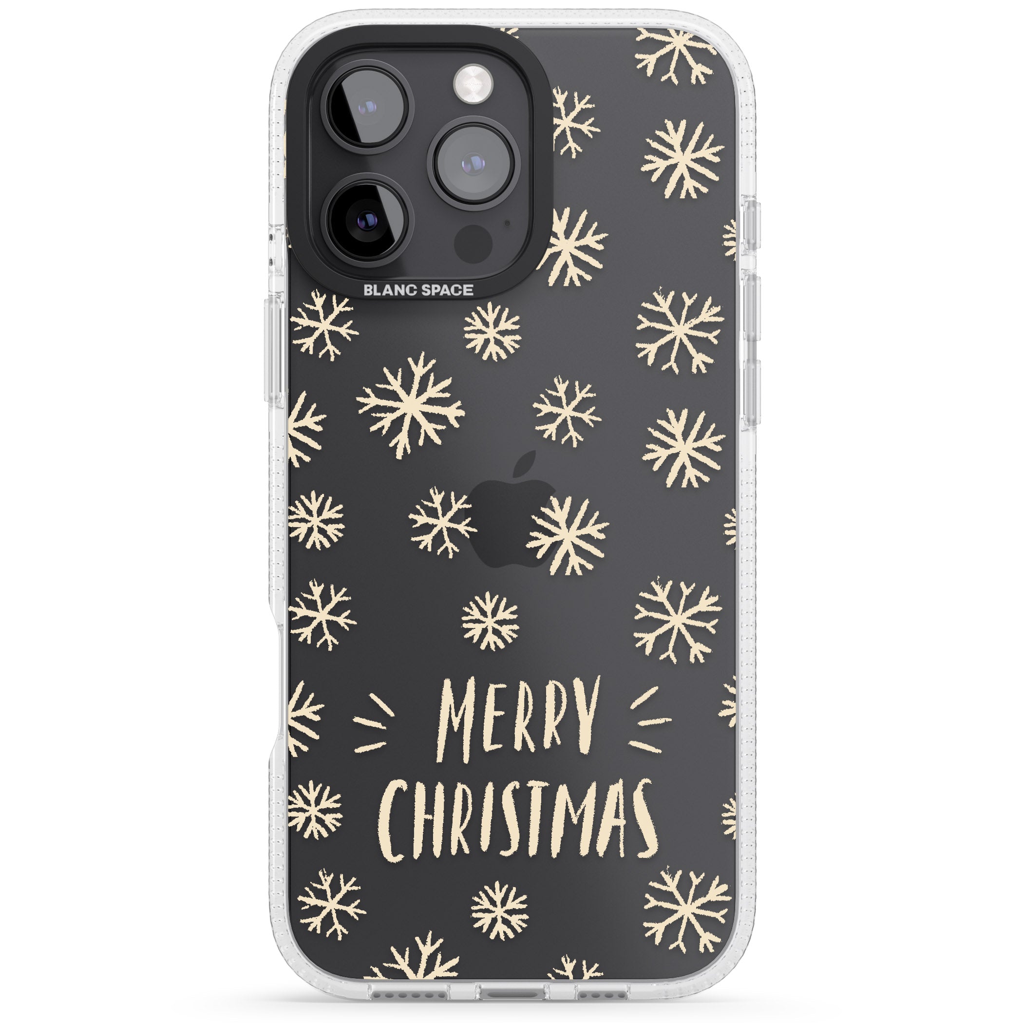 Christmas Snowflake Pattern iPhone 16 Pro Max / 16 Pro Clear Case Impact Air - Blanc Space