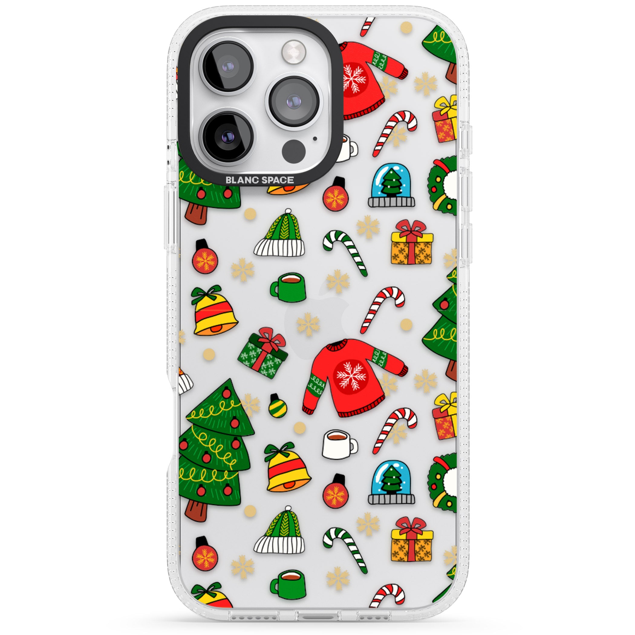 Christmas Mixture Pattern iPhone 16 Pro Max / 16 Pro Clear Case Impact Air - Blanc Space