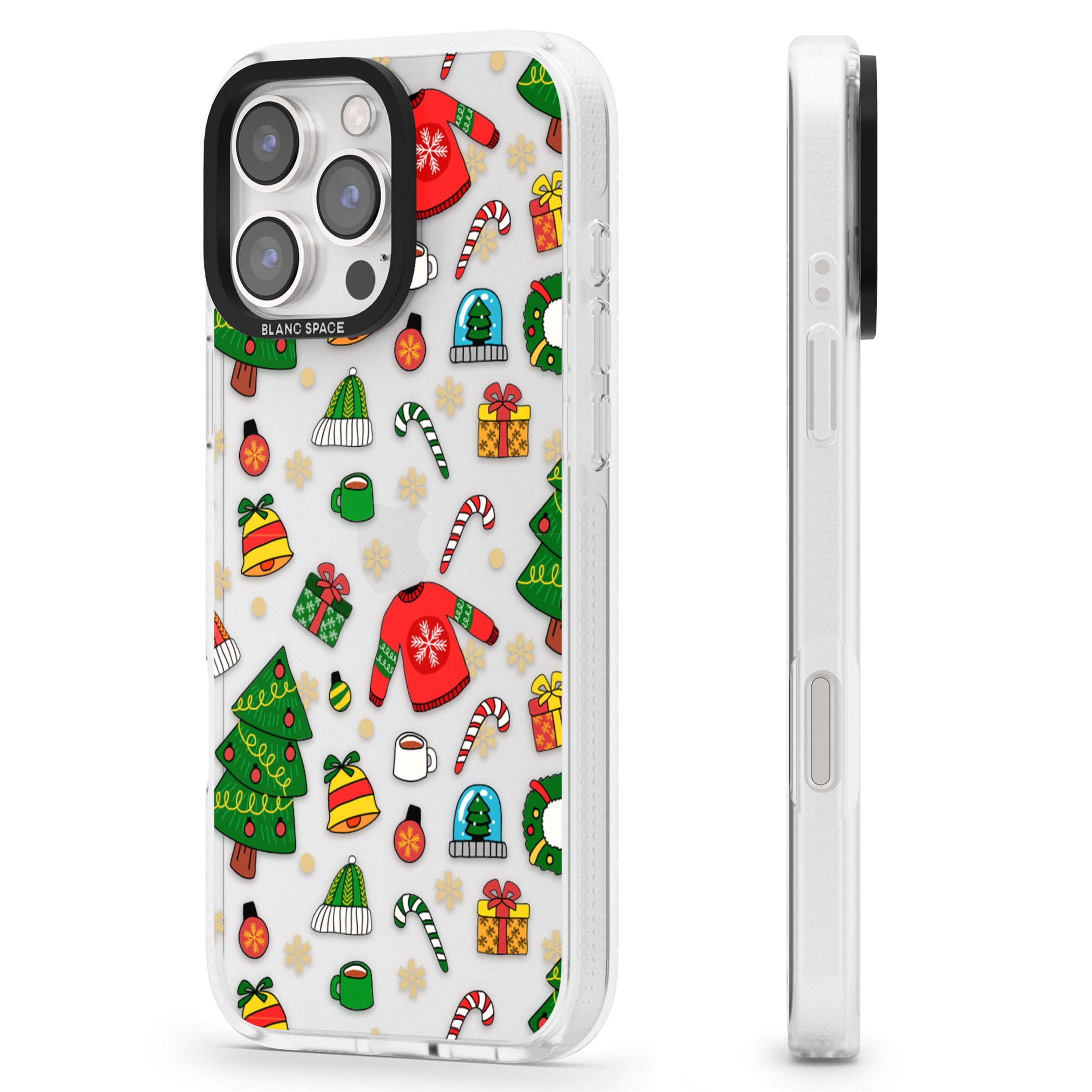 Christmas Mixture Pattern iPhone 16 Pro Max / 16 Pro Clear Case Impact Air - Blanc Space