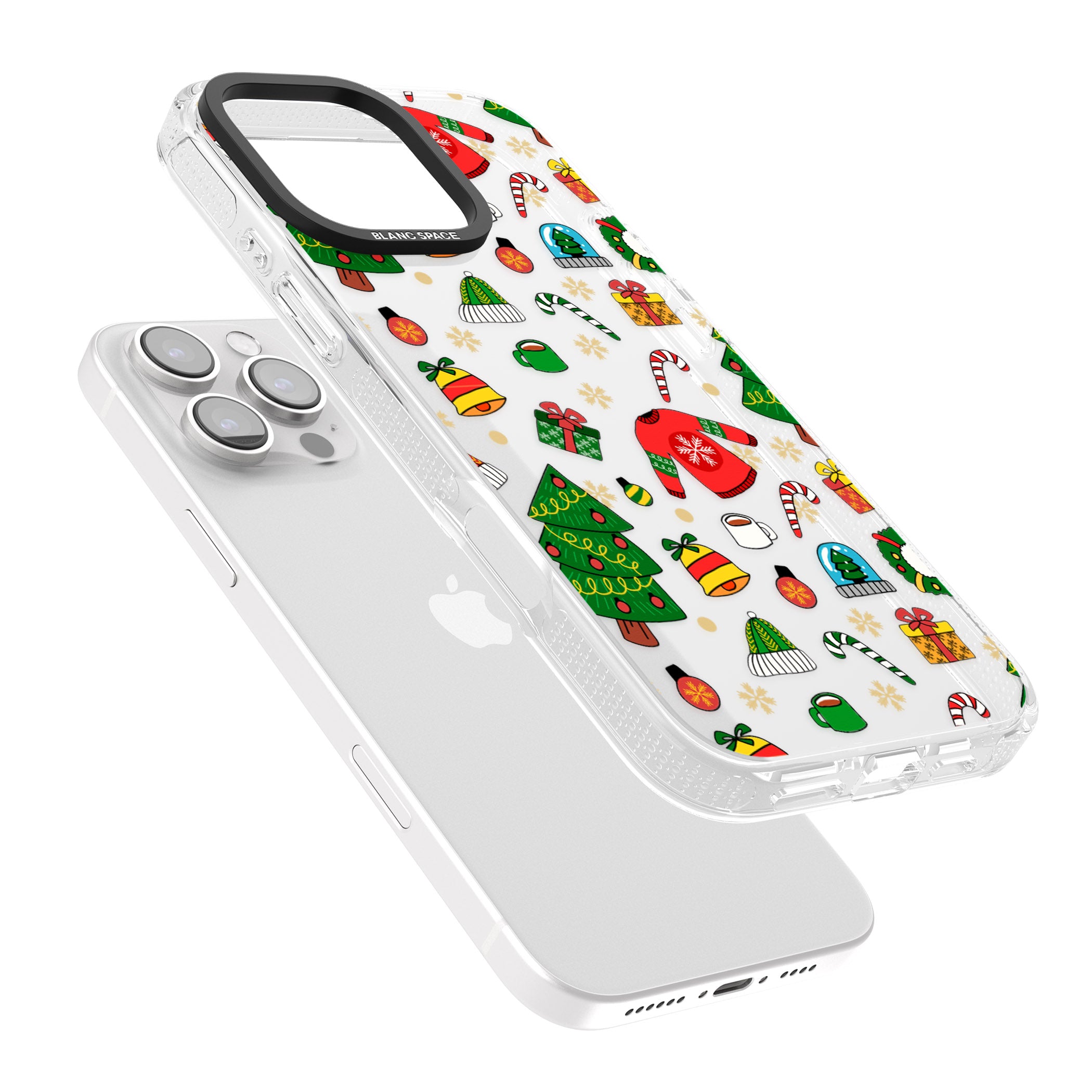 Christmas Mixture Pattern iPhone 16 Pro Max / 16 Pro Clear Case Impact Air - Blanc Space