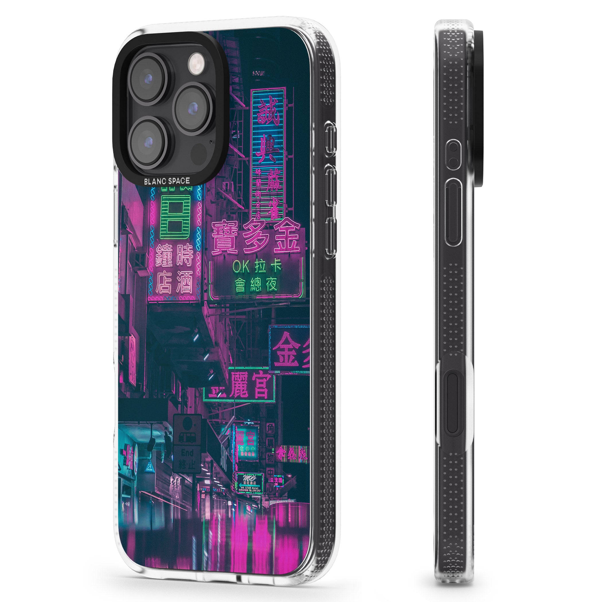 Rainy Reflections - Neon Cities Photographs iPhone 16 Pro Max / 16 Pro Clear Case Impact Air - Blanc Space