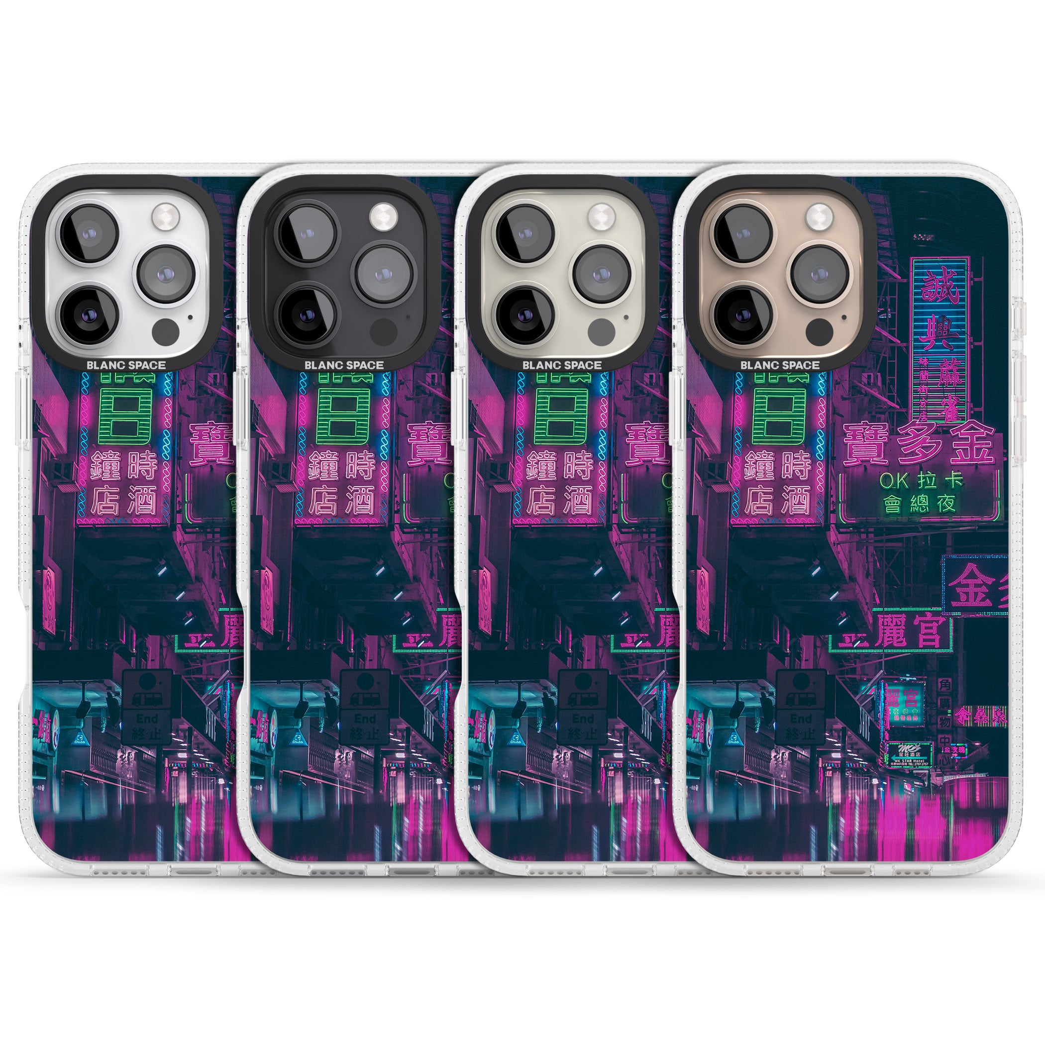 Rainy Reflections - Neon Cities Photographs iPhone 16 Pro Max / 16 Pro Clear Case Impact Air - Blanc Space