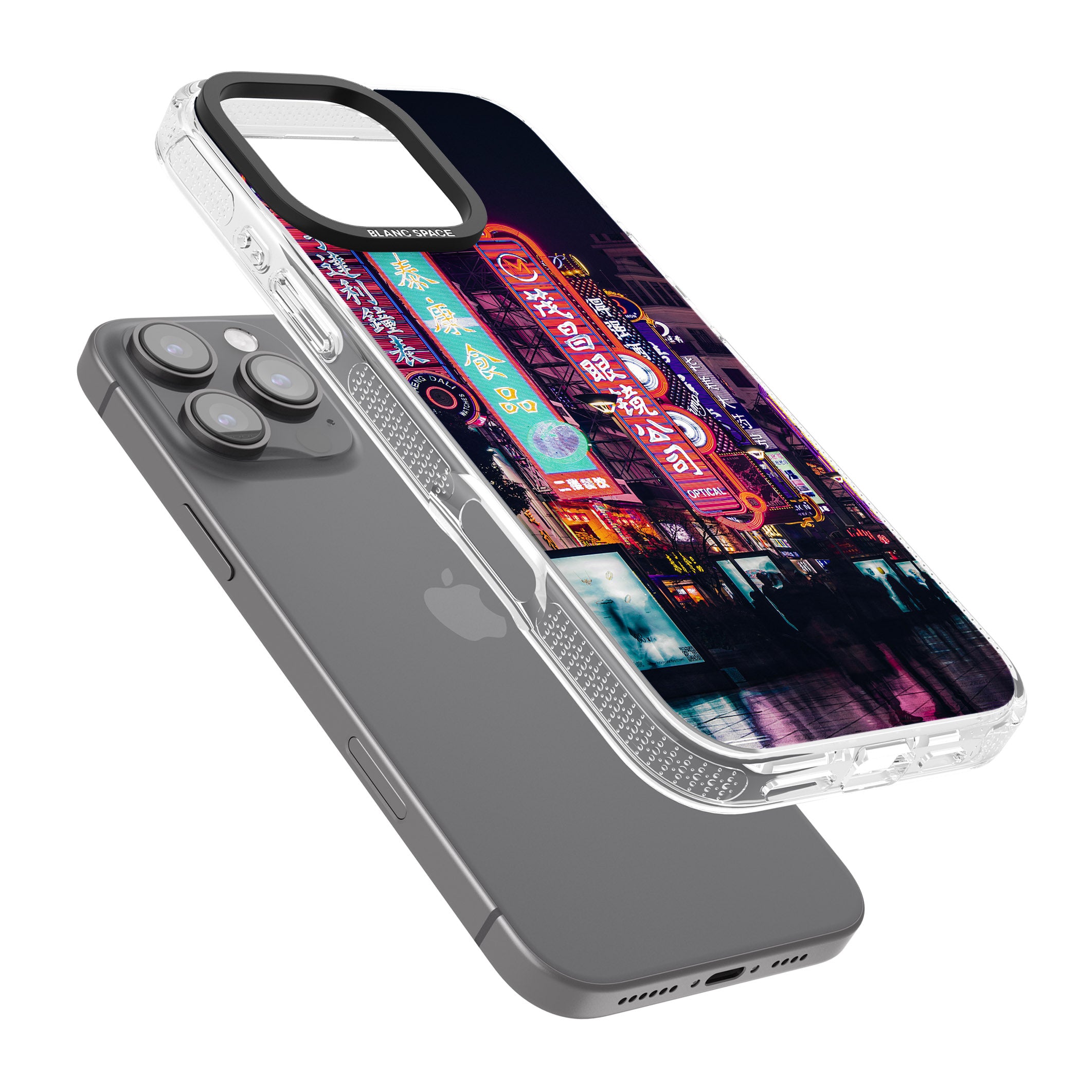 Busy Street - Neon Cities Photographs iPhone 16 Pro Max / 16 Pro Clear Case Impact Air - Blanc Space