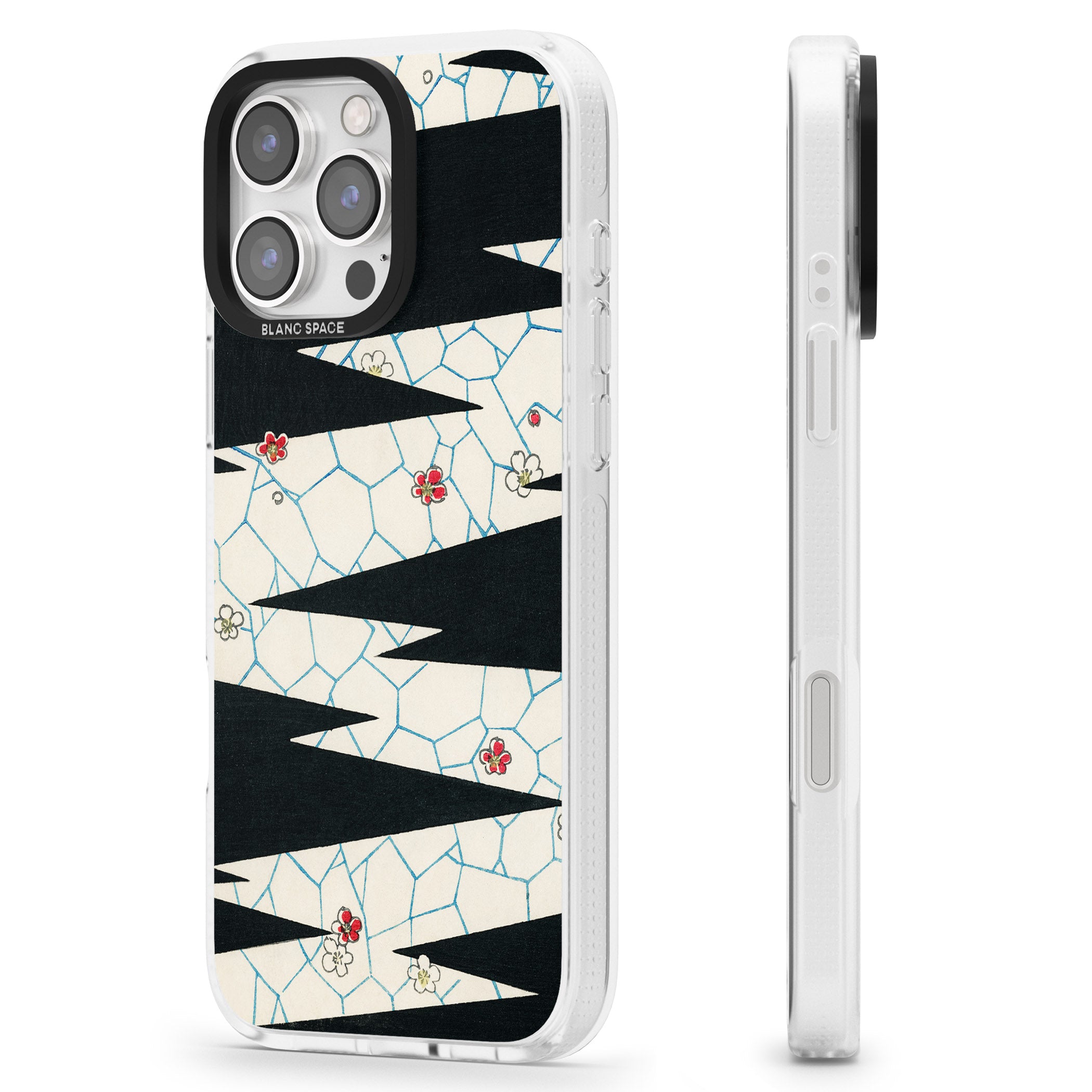 Japanese Flowers by Bijutsu Sekai iPhone 16 Pro Max / 16 Pro Clear Case Impact Air - Blanc Space