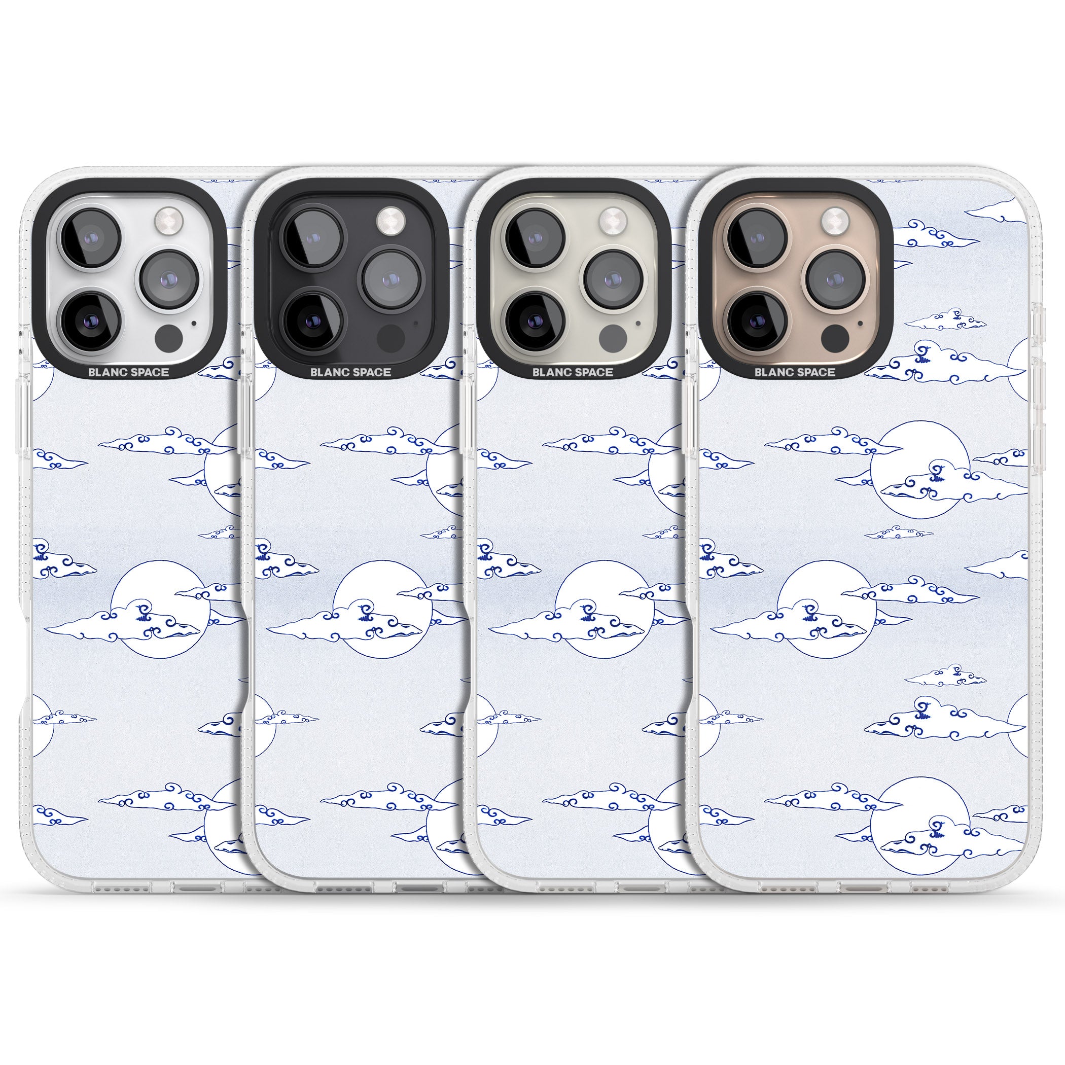 Moon & Clouds iPhone 16 Pro Max / 16 Pro Clear Case Impact Air - Blanc Space