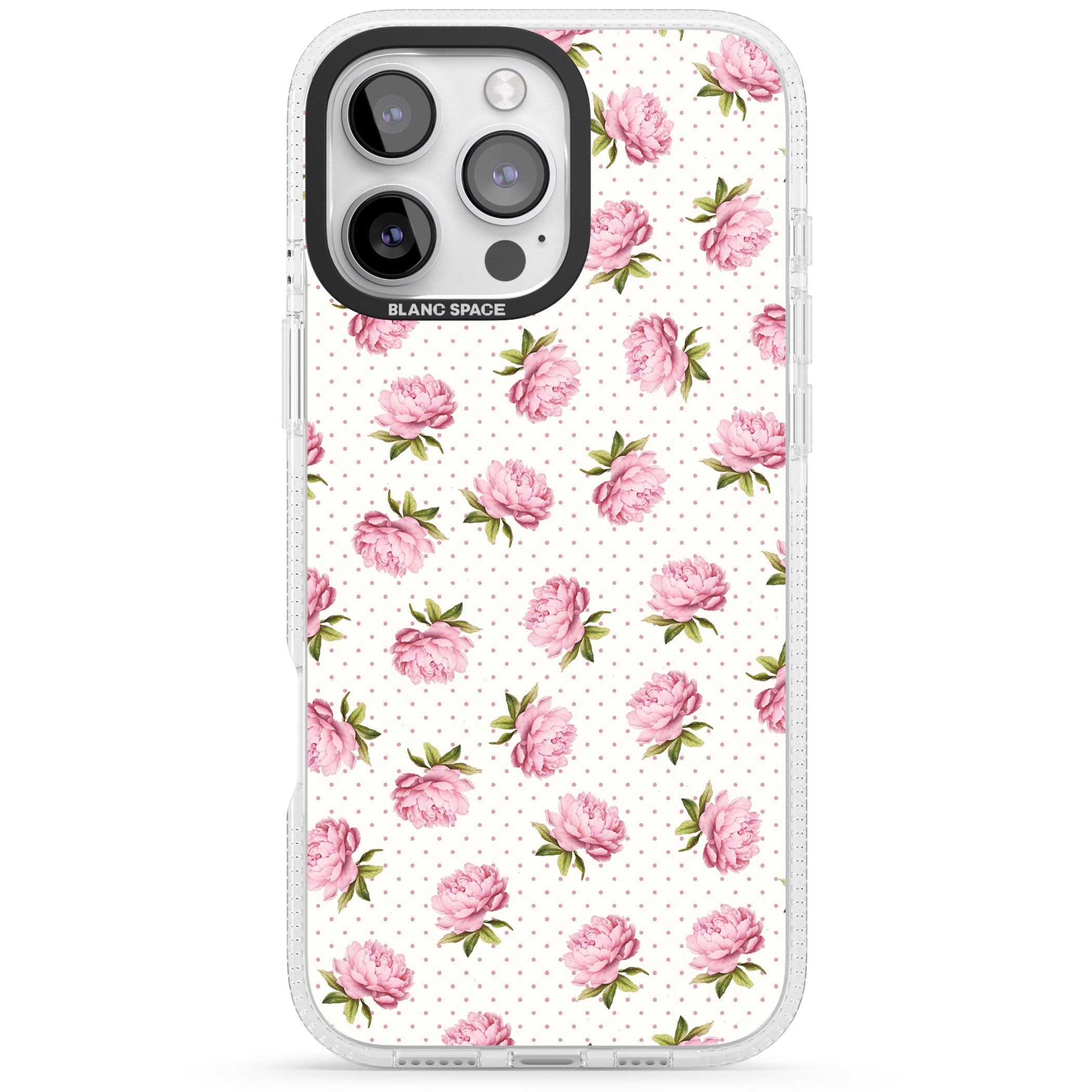 Soft Peonies iPhone 16 Pro Max / 16 Pro Clear Case Impact Air - Blanc Space