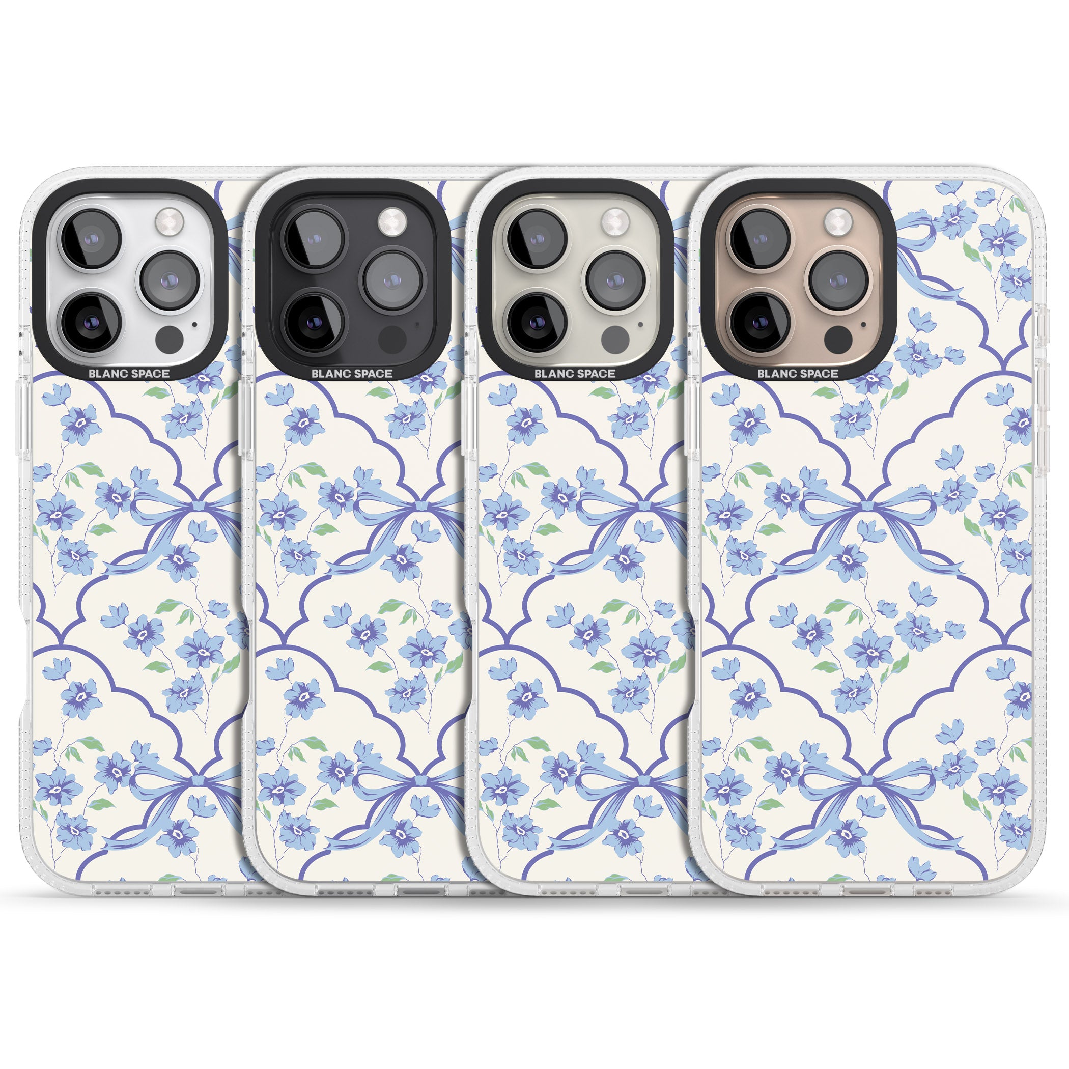 Blue Cottage Floral iPhone 16 Pro Max / 16 Pro Clear Case Impact Air - Blanc Space