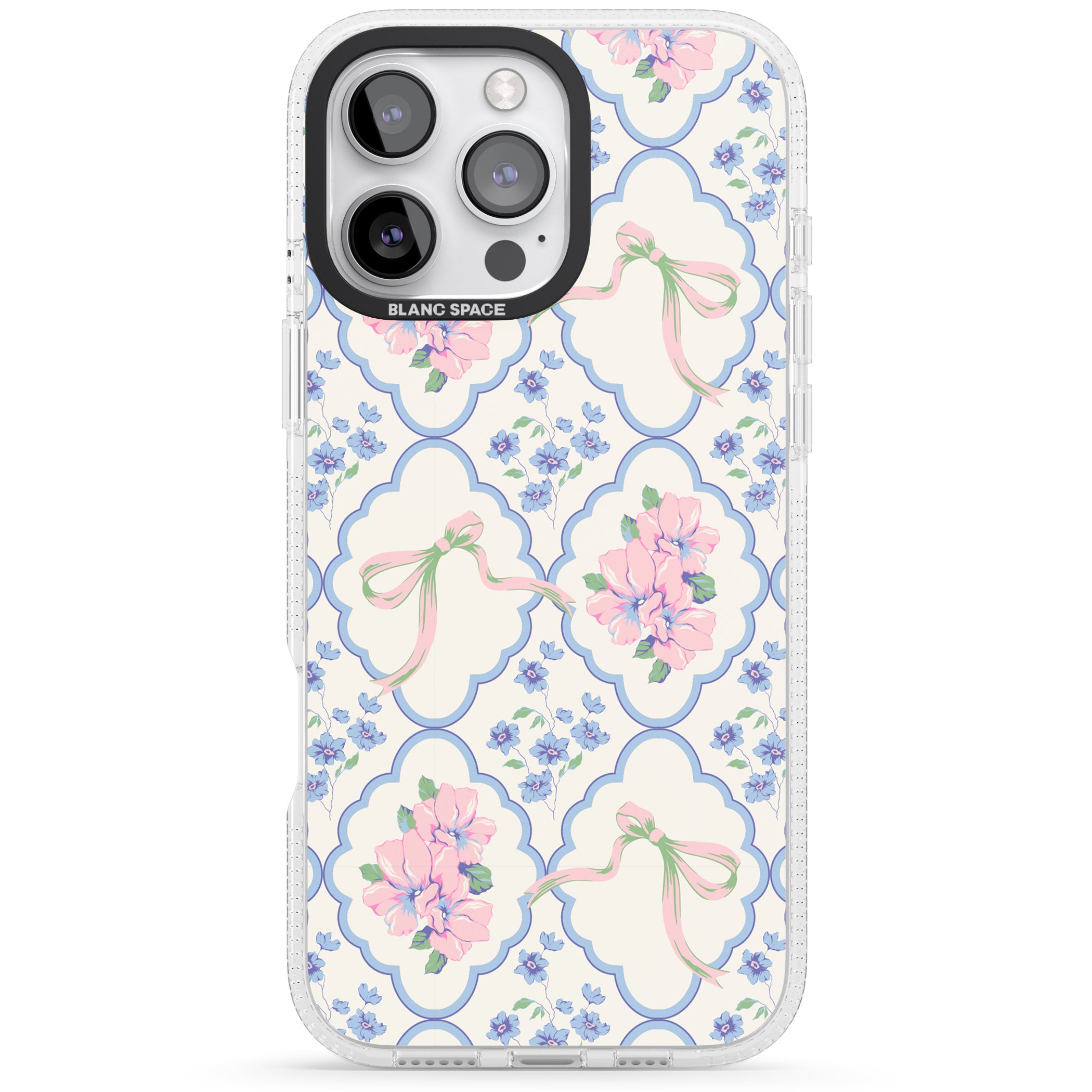 Coquette Flowers & Bows iPhone 16 Pro Max / 16 Pro Clear Case Impact Air - Blanc Space