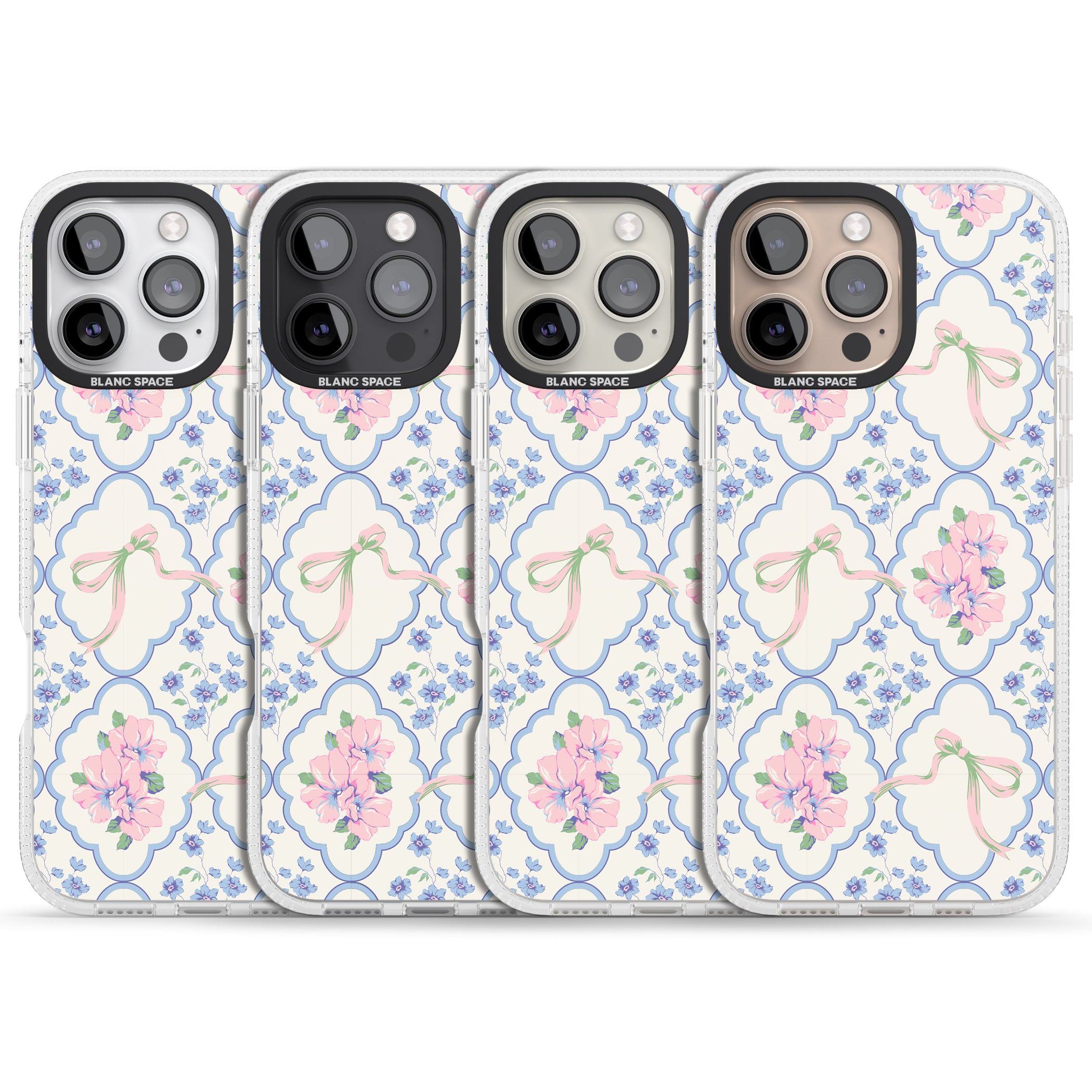 Coquette Flowers & Bows iPhone 16 Pro Max / 16 Pro Clear Case Impact Air - Blanc Space