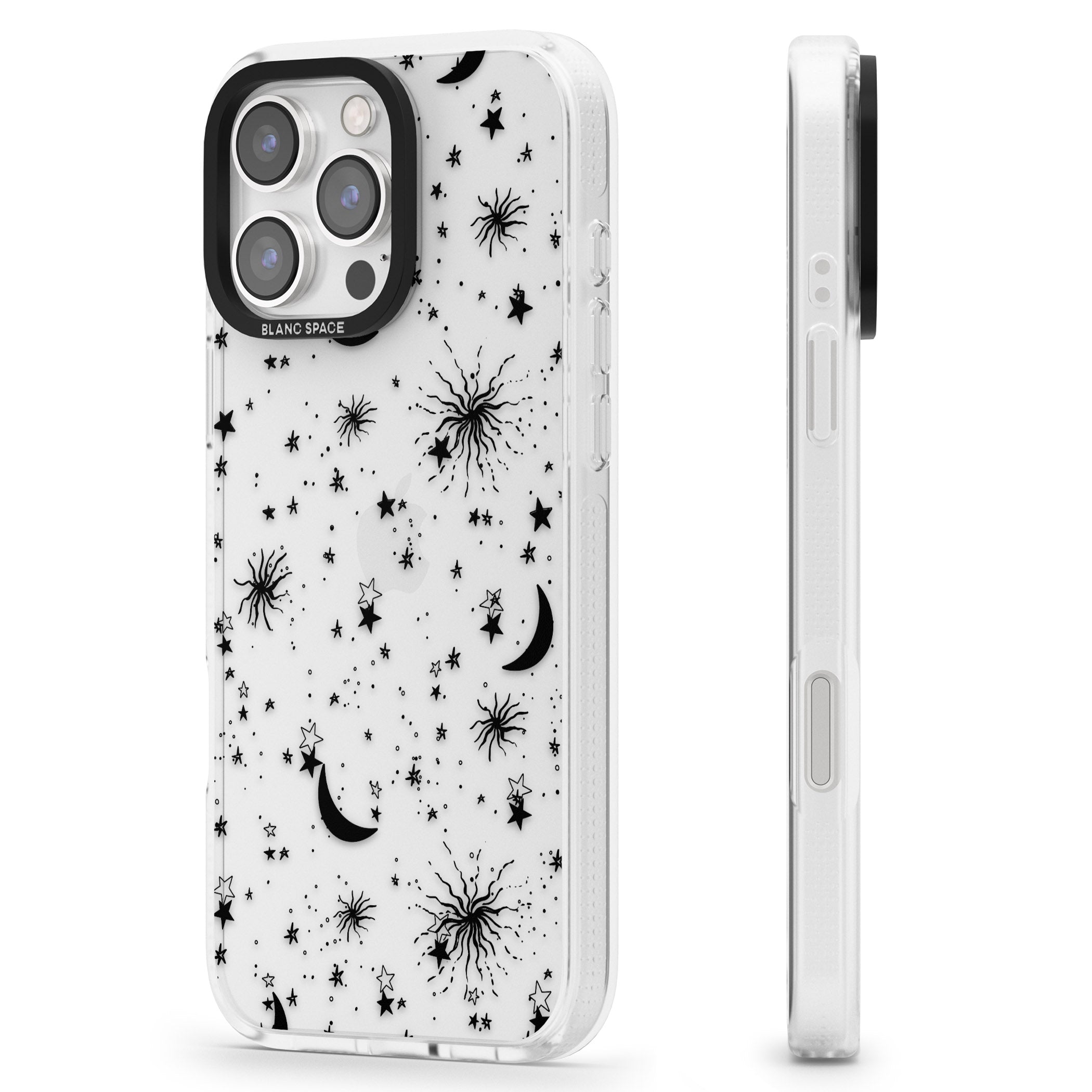 Moons & Stars iPhone 16 Pro Max / 16 Pro Clear Case Impact Air - Blanc Space