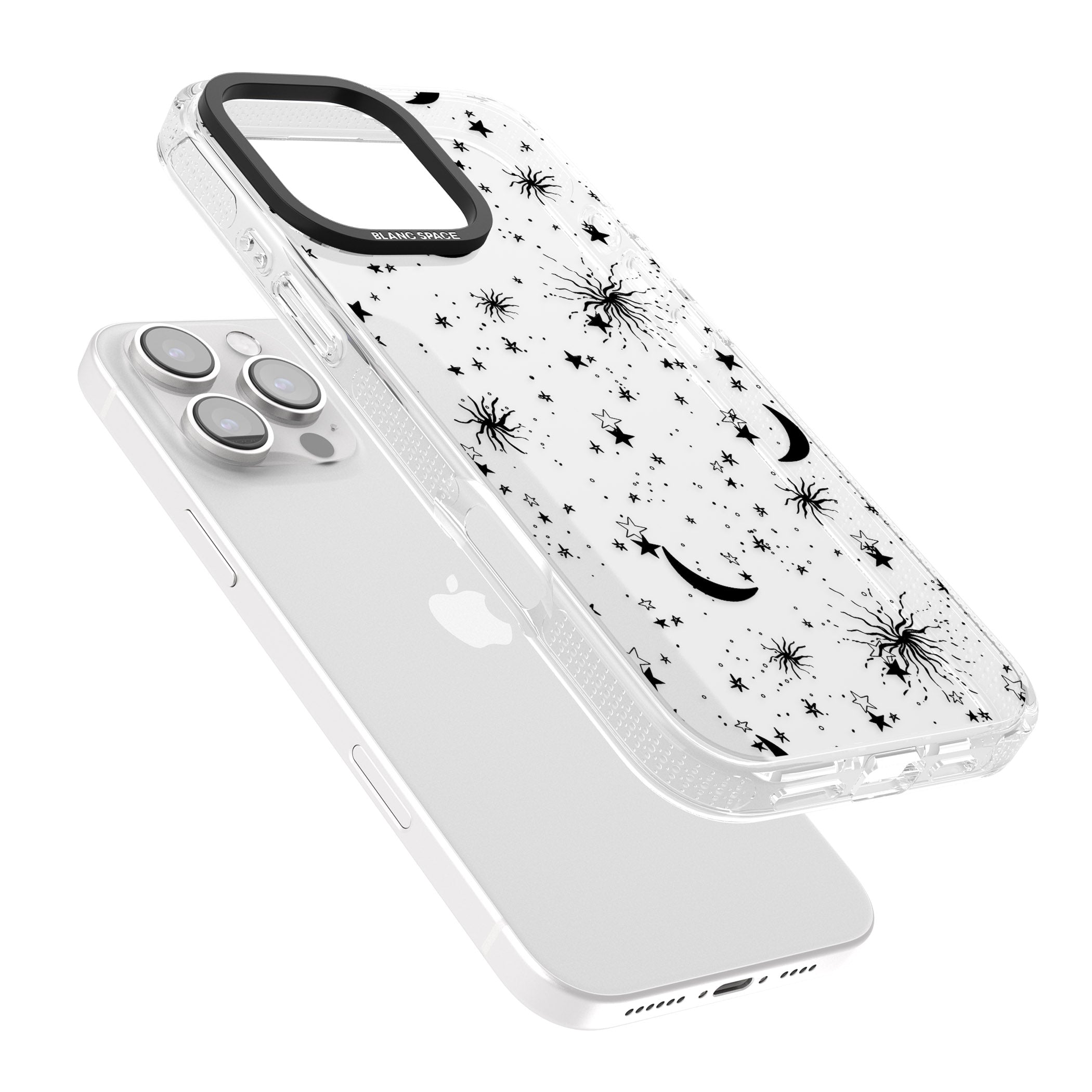 Moons & Stars iPhone 16 Pro Max / 16 Pro Clear Case Impact Air - Blanc Space