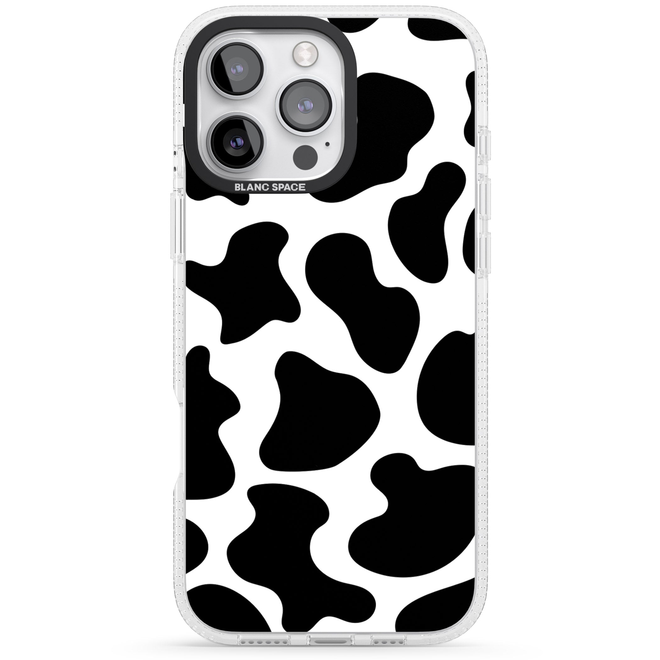 Cow Print iPhone 16 Pro Max / 16 Pro Clear Case Impact Air - Blanc Space