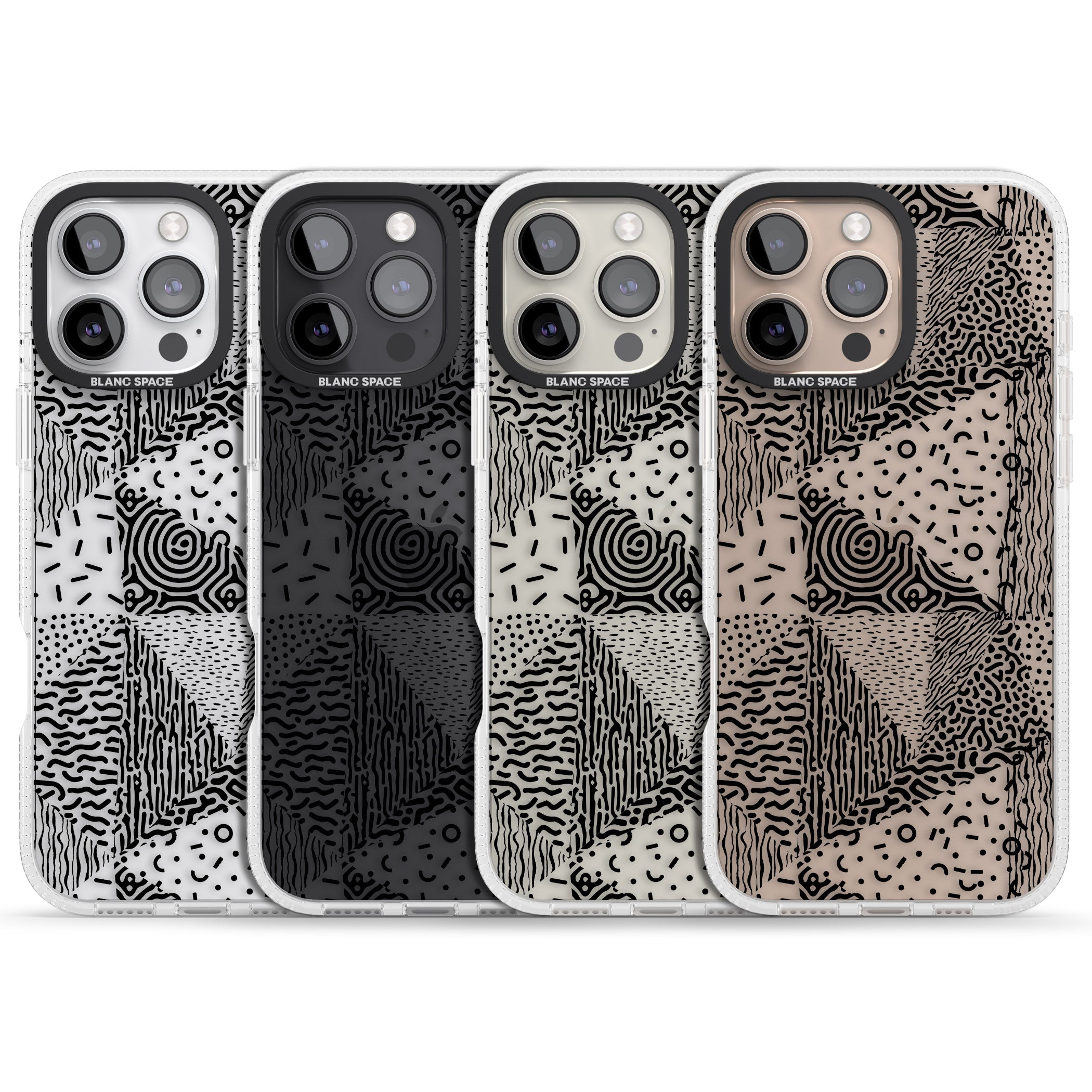 Pattern Mashup (Black) iPhone 16 Pro Max / 16 Pro Clear Case Impact Air - Blanc Space