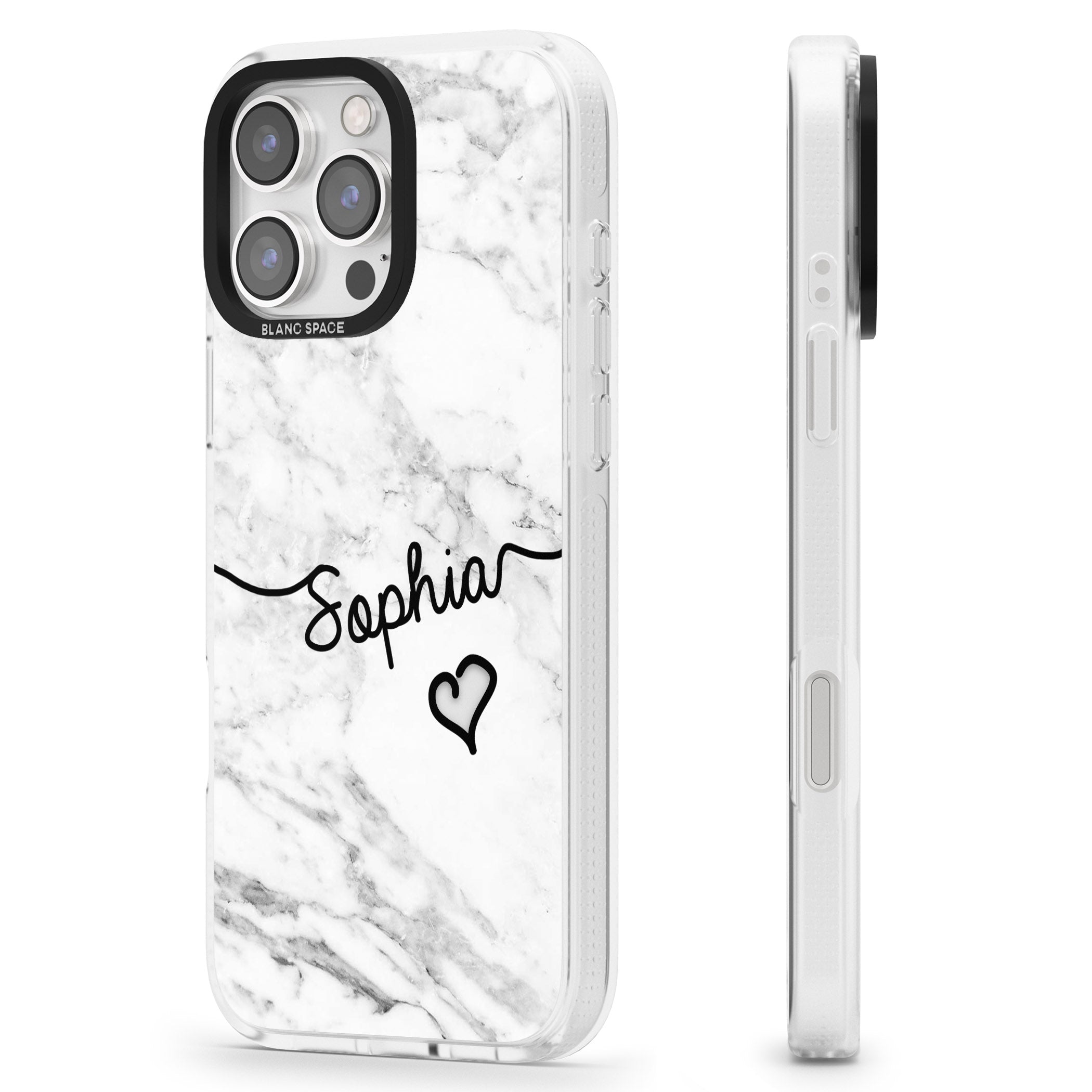 White Marble iPhone 16 Pro Max / 16 Pro Clear Case Impact Air - Blanc Space