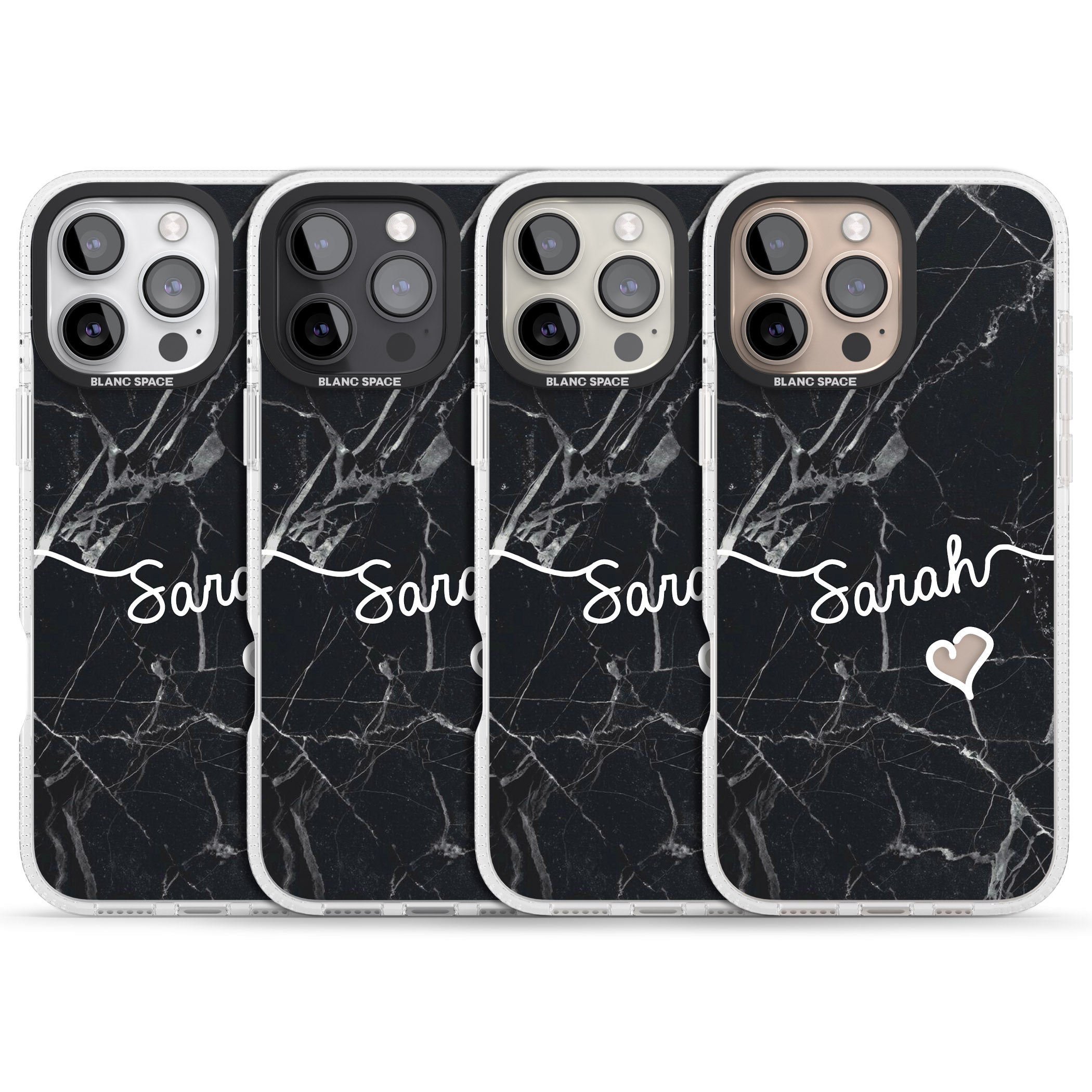 Black Marble iPhone 16 Pro Max / 16 Pro Clear Case Impact Air - Blanc Space