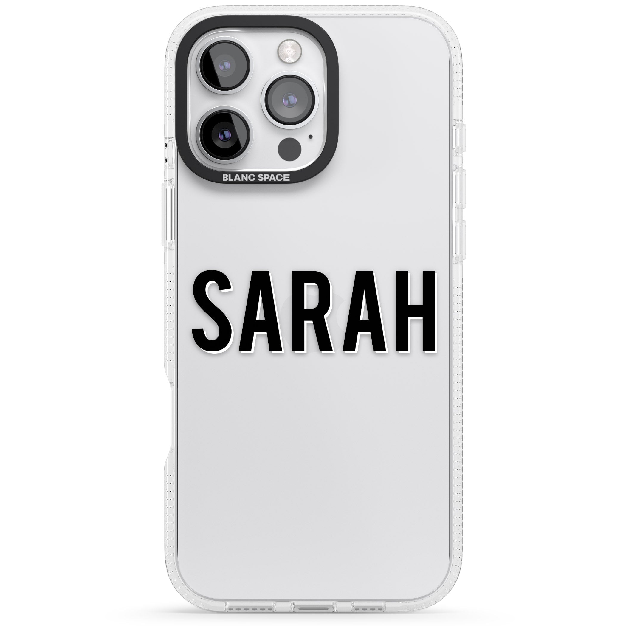 Personalised Clear Text 1A iPhone 16 Pro Max / 16 Pro Clear Case Impact Air - Blanc Space