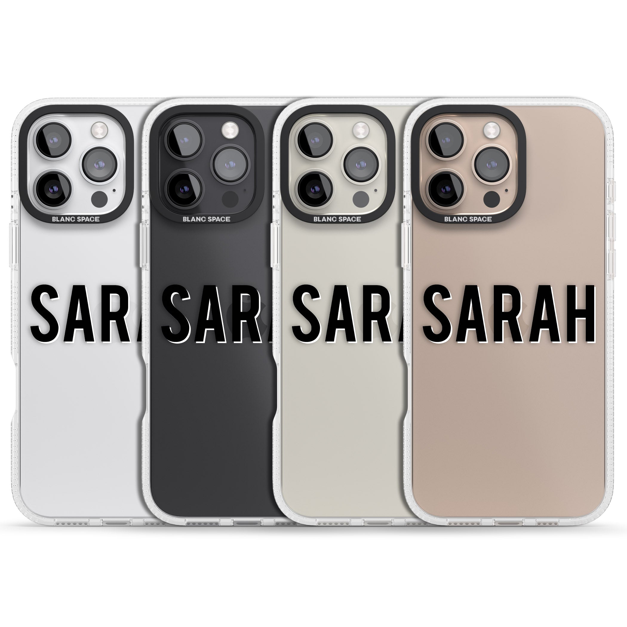 Personalised Clear Text 1A iPhone 16 Pro Max / 16 Pro Clear Case Impact Air - Blanc Space