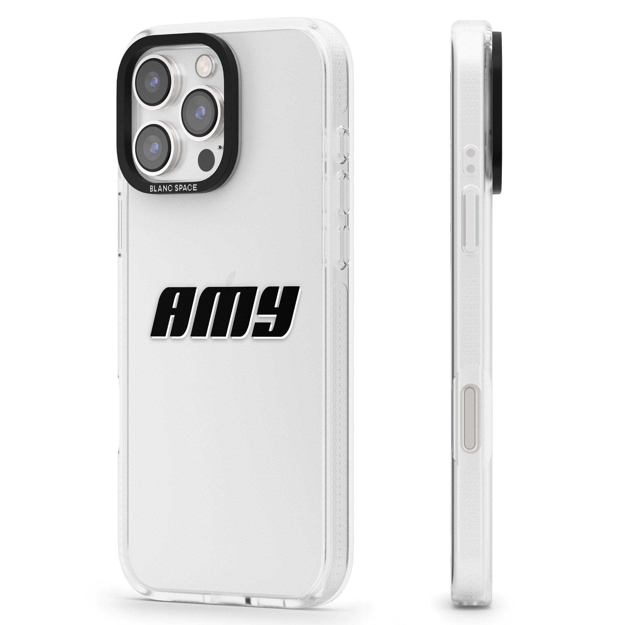 Personalised Clear Text 1C iPhone 16 Pro Max / 16 Pro Clear Case Impact Air - Blanc Space