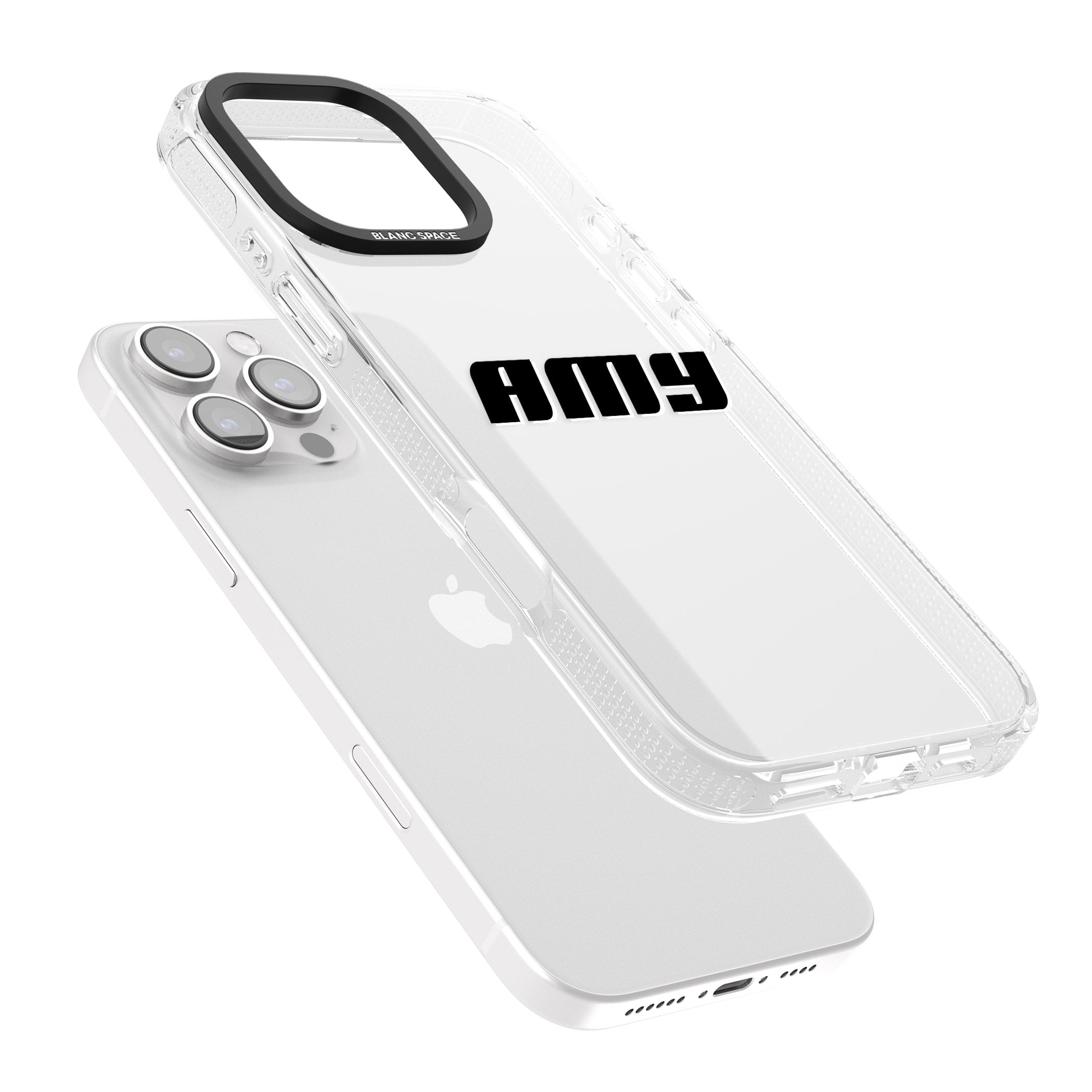 Personalised Clear Text 1C iPhone 16 Pro Max / 16 Pro Clear Case Impact Air - Blanc Space