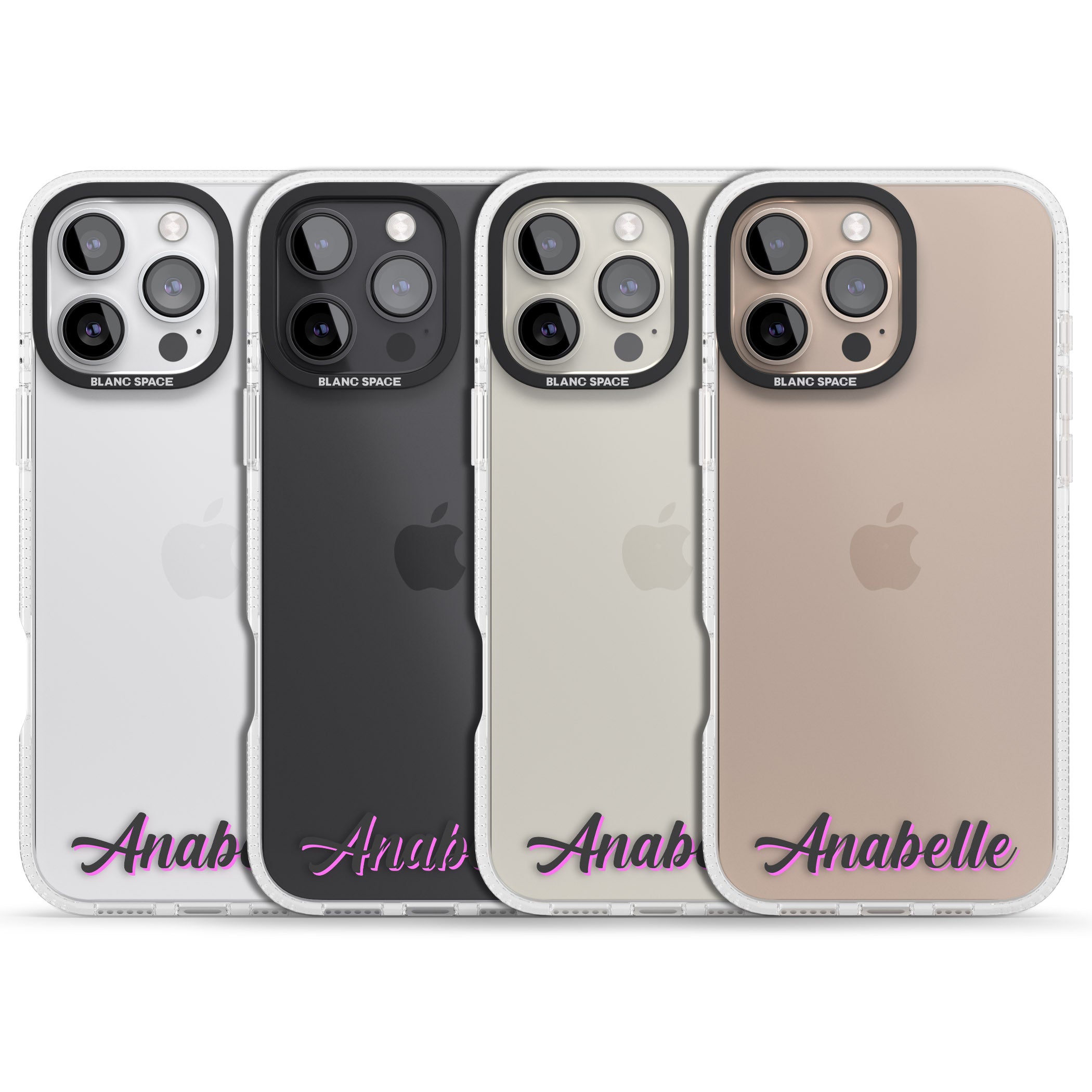 Personalised Clear Text 2B iPhone 16 Pro Max / 16 Pro Clear Case Impact Air - Blanc Space