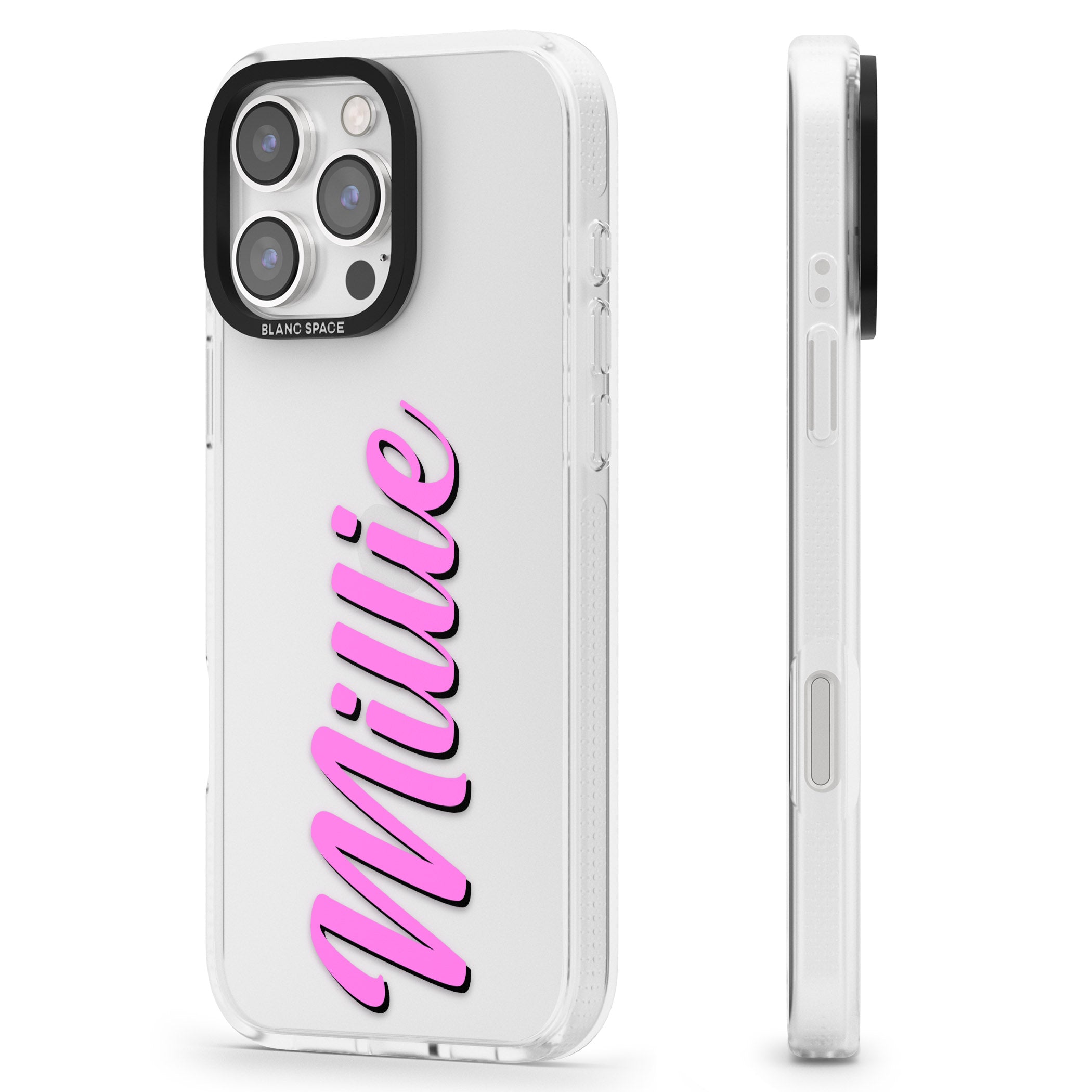 Personalised Clear Text 3C iPhone 16 Pro Max / 16 Pro Clear Case Impact Air - Blanc Space