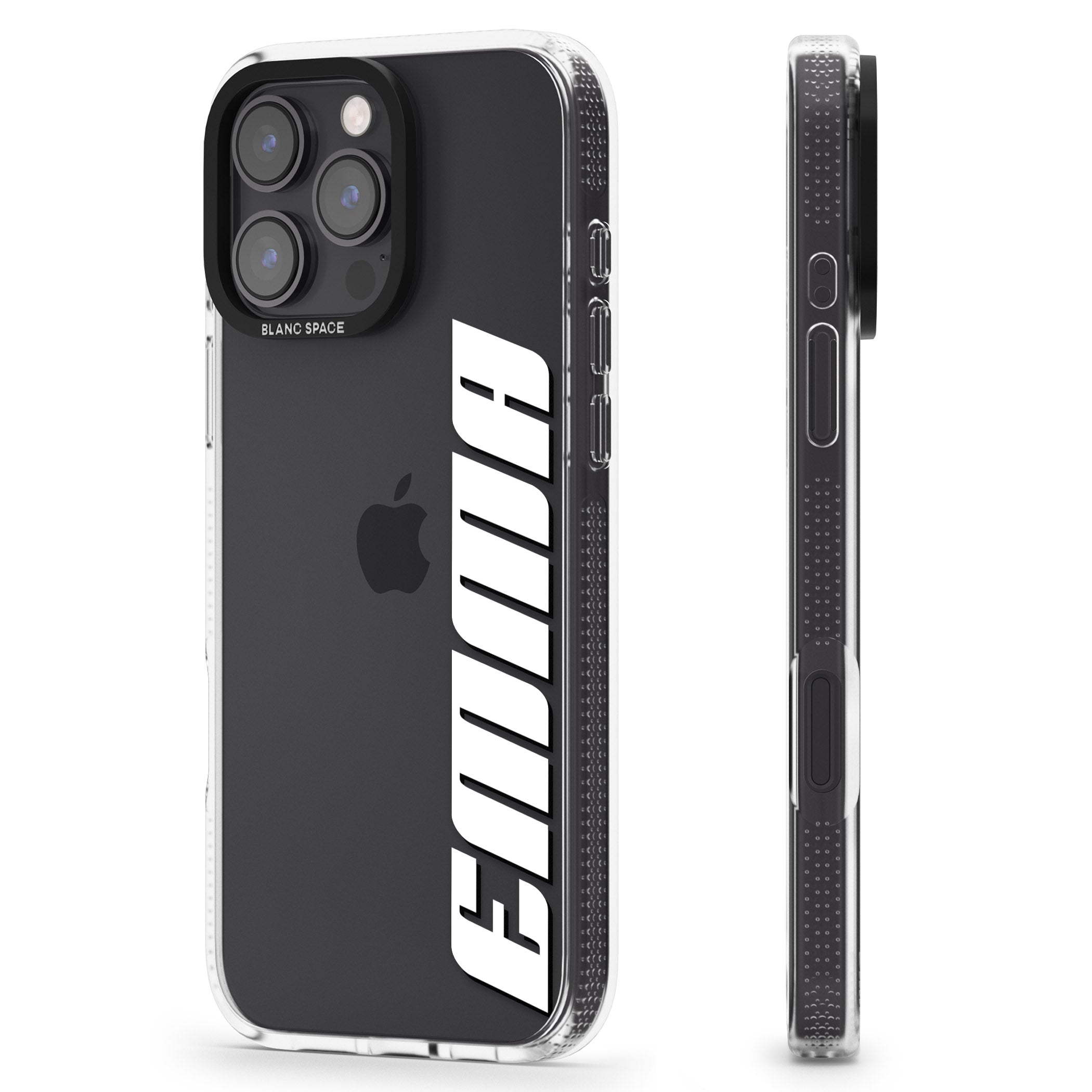 Personalised Clear Text 4B iPhone 16 Pro Max / 16 Pro Clear Case Impact Air - Blanc Space