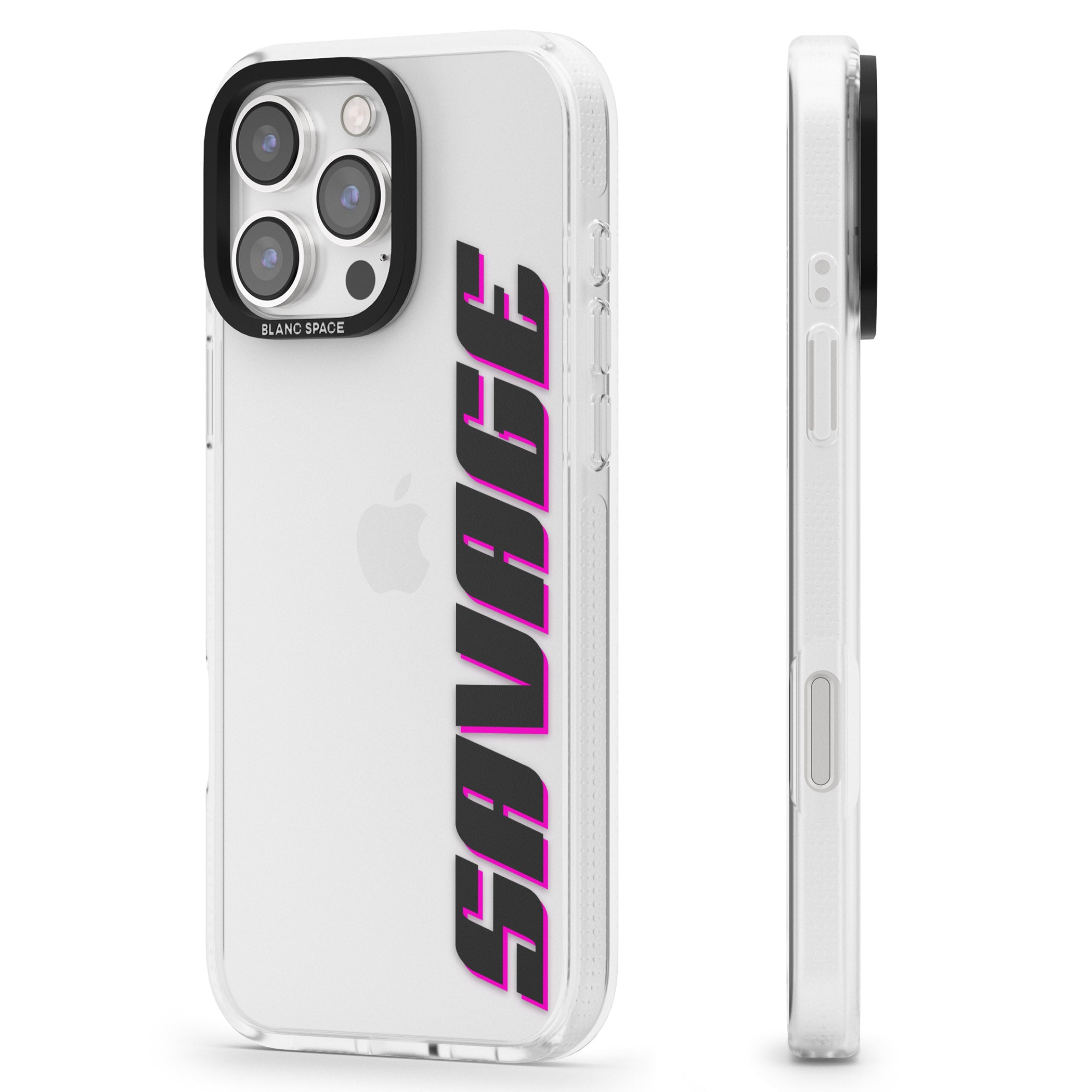 Personalised Clear Text 4C iPhone 16 Pro Max / 16 Pro Clear Case Impact Air - Blanc Space