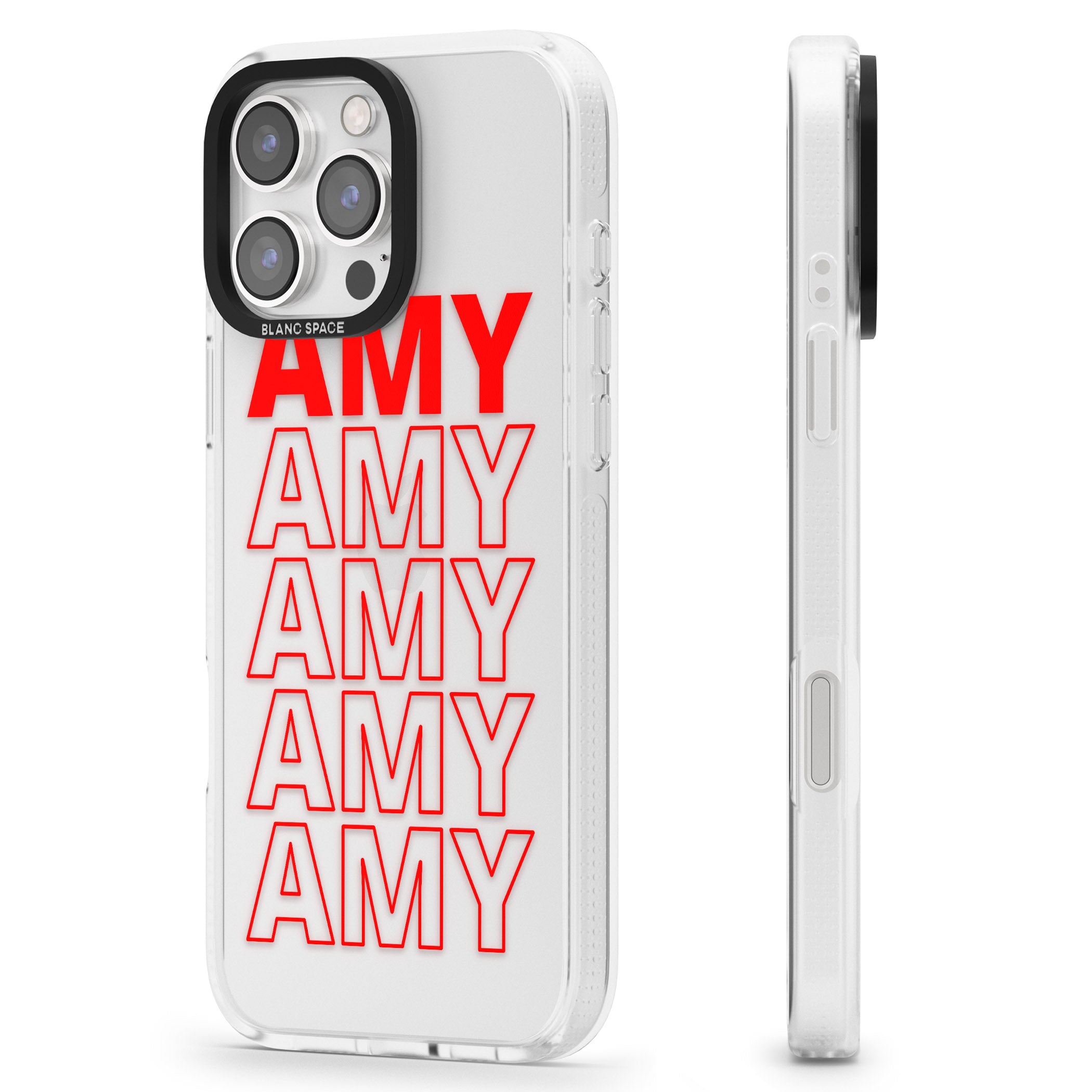 Personalised Clear Text 5B iPhone 16 Pro Max / 16 Pro Clear Case Impact Air - Blanc Space