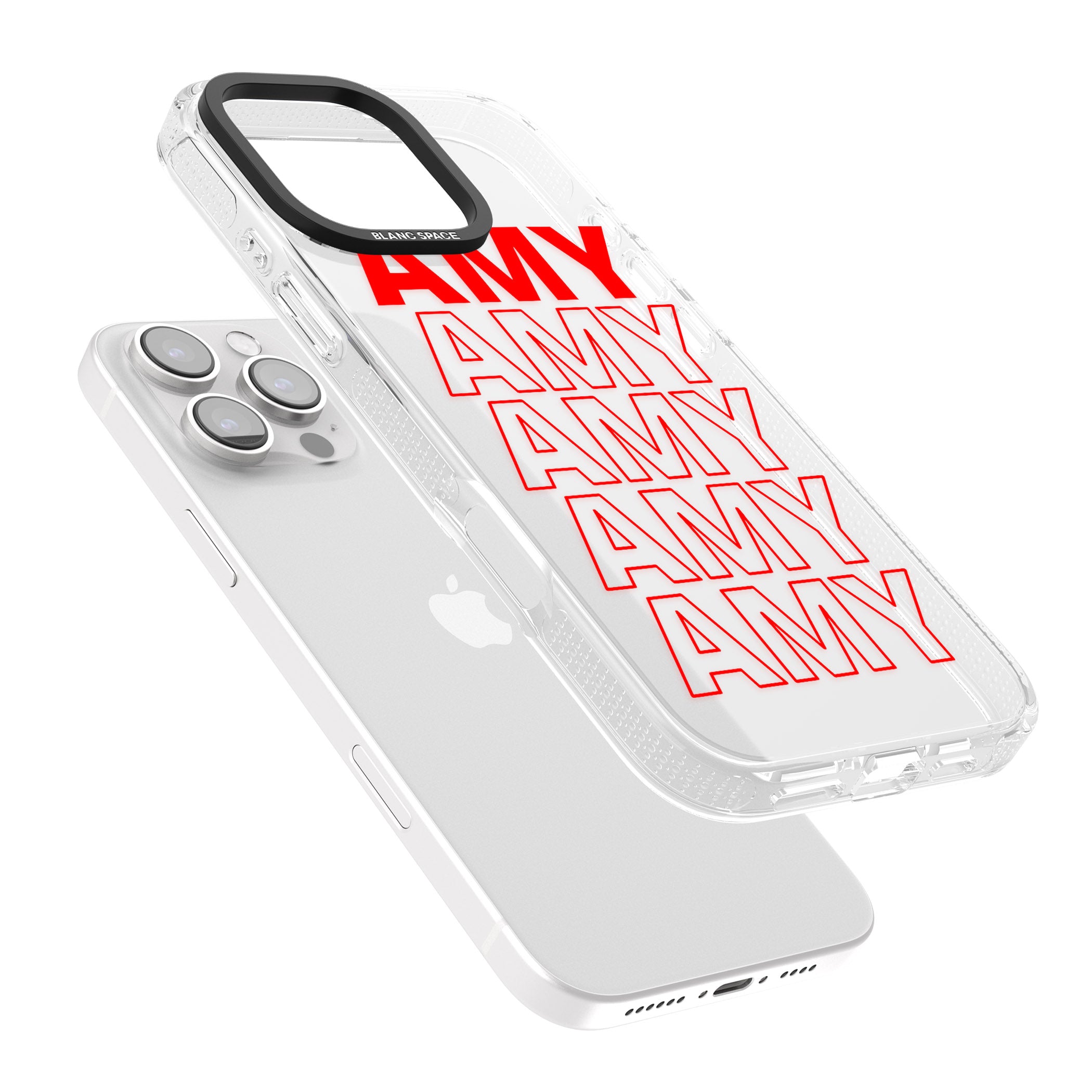 Personalised Clear Text 5B iPhone 16 Pro Max / 16 Pro Clear Case Impact Air - Blanc Space