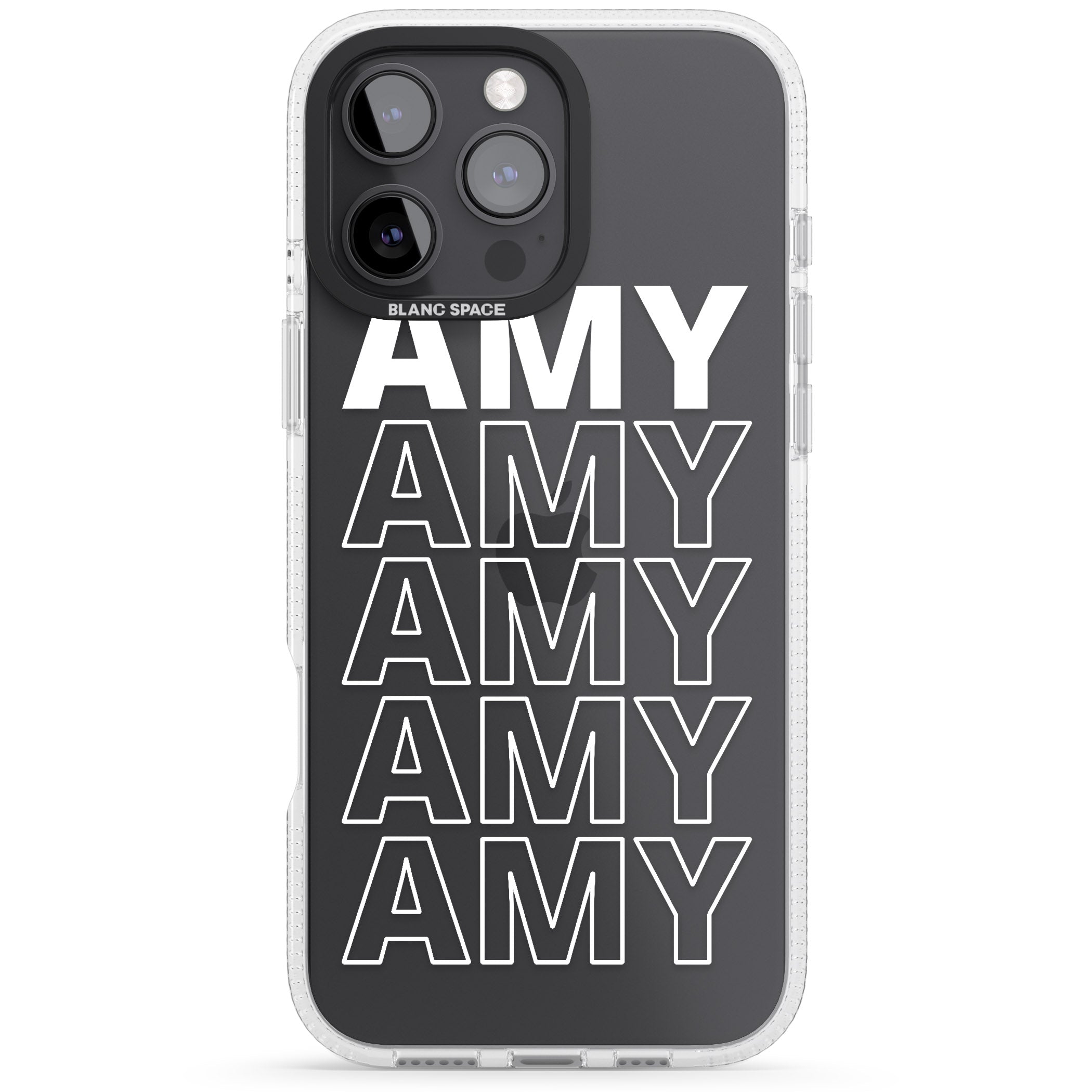 Personalised Clear Text 5C iPhone 16 Pro Max / 16 Pro Clear Case Impact Air - Blanc Space