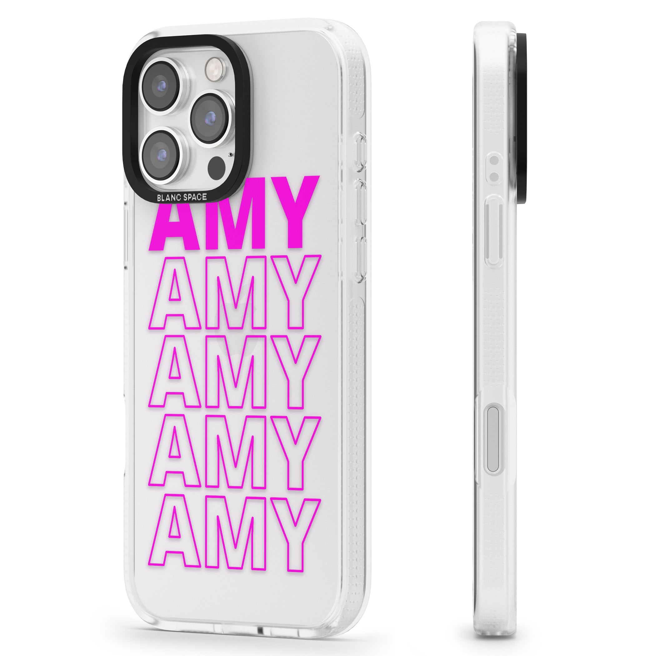 Personalised Clear Text 5D iPhone 16 Pro Max / 16 Pro Clear Case Impact Air - Blanc Space