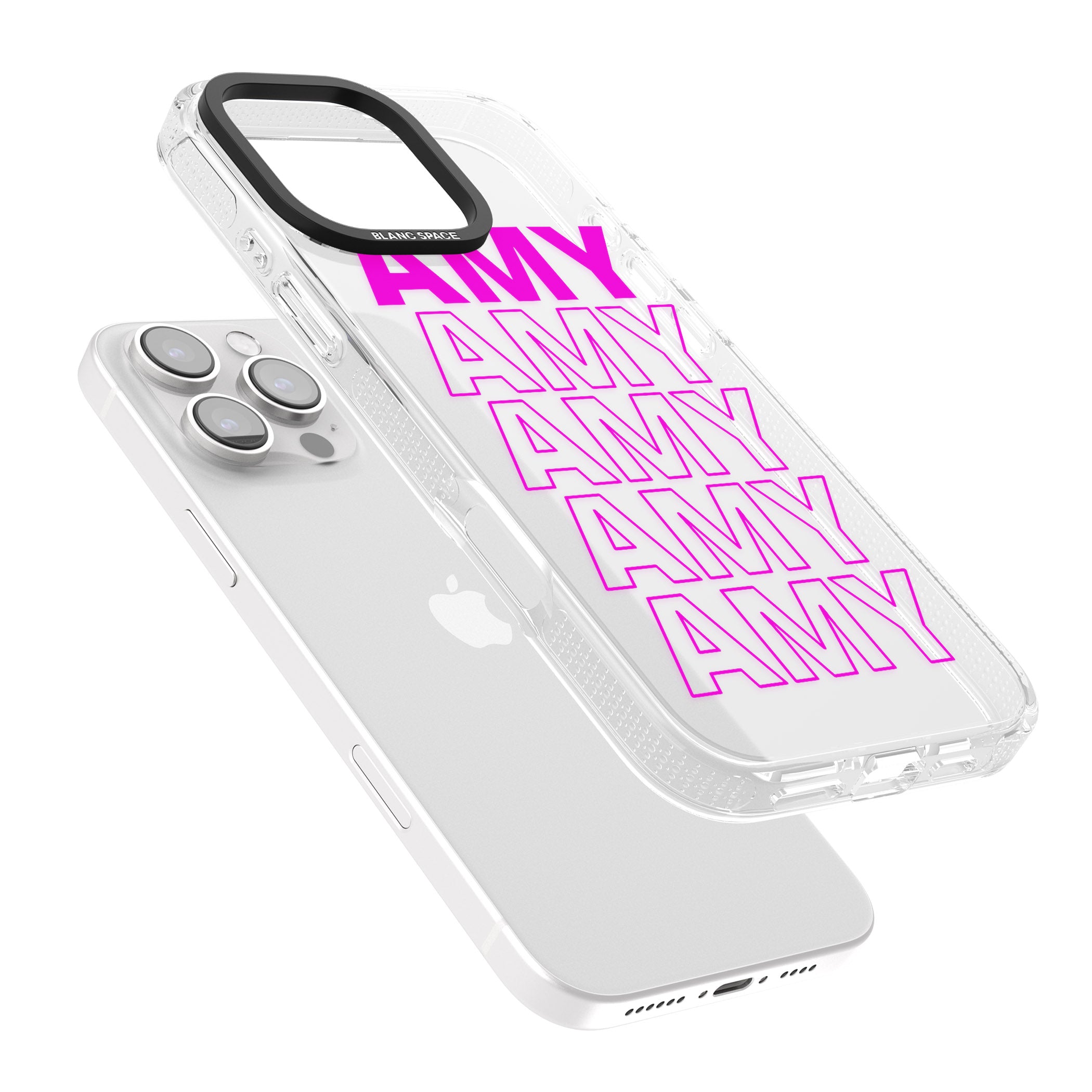 Personalised Clear Text 5D iPhone 16 Pro Max / 16 Pro Clear Case Impact Air - Blanc Space