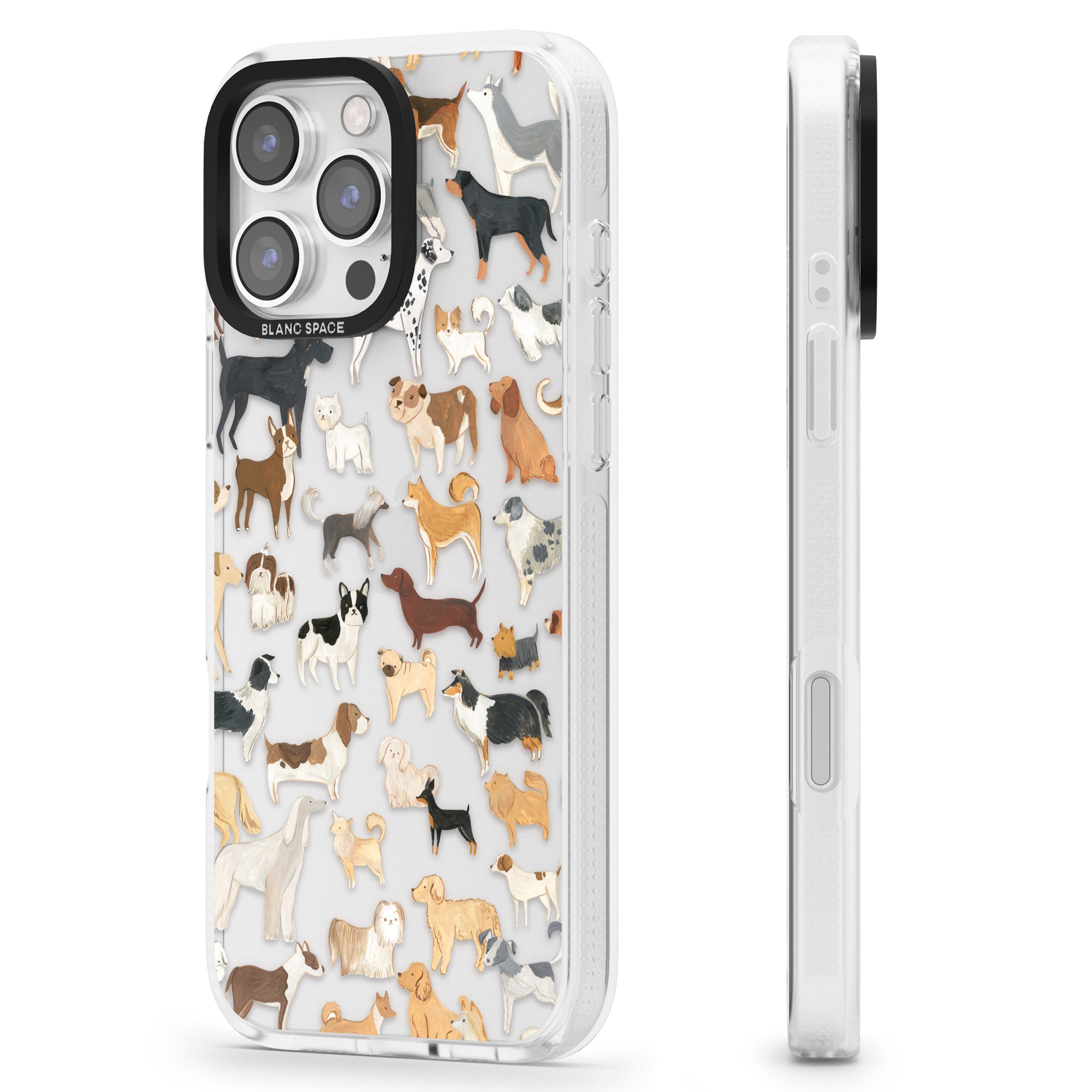 Hand Painted Dogs iPhone 16 Pro Max / 16 Pro Clear Case Impact Air - Blanc Space