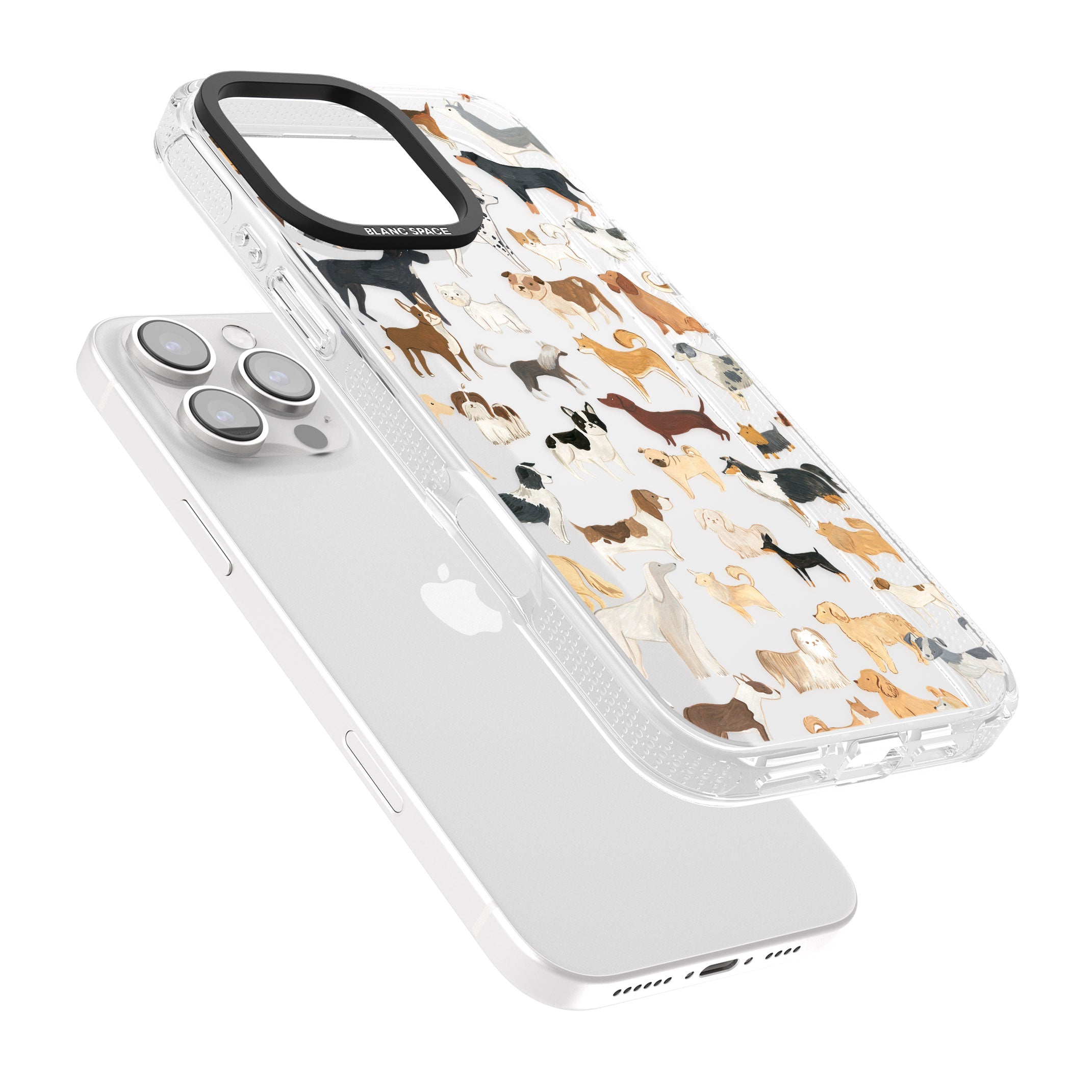 Hand Painted Dogs iPhone 16 Pro Max / 16 Pro Clear Case Impact Air - Blanc Space