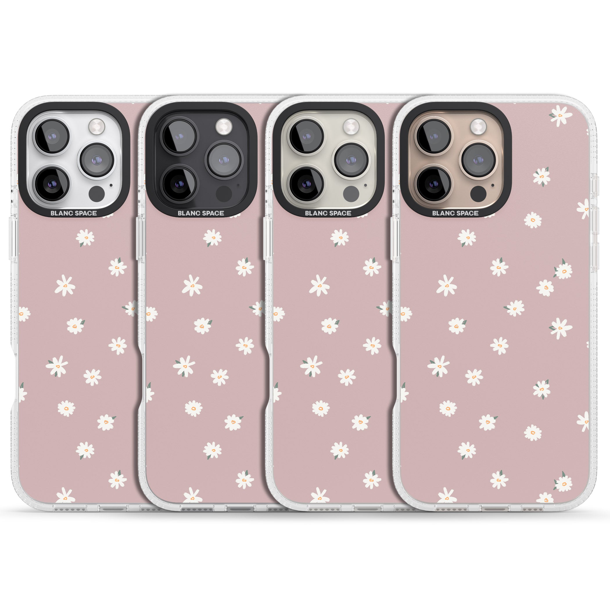 Dark Pink Cute Floral Design iPhone 16 Pro Max / 16 Pro Clear Case Impact Air - Blanc Space