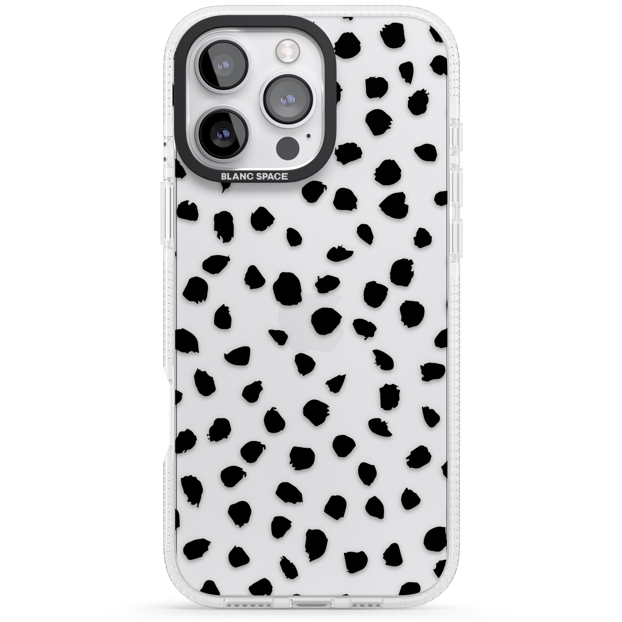 Black on Transparent Dalmatian Polka Dot Spots iPhone 16 Pro Max / 16 Pro Clear Case Impact Air - Blanc Space